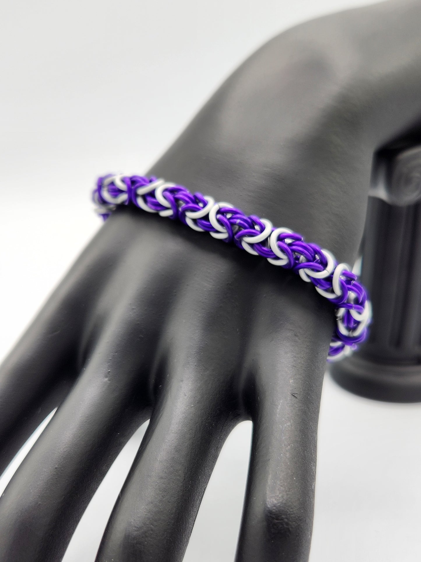 Matte Purple and Matte Frost Byzantine Bracelet