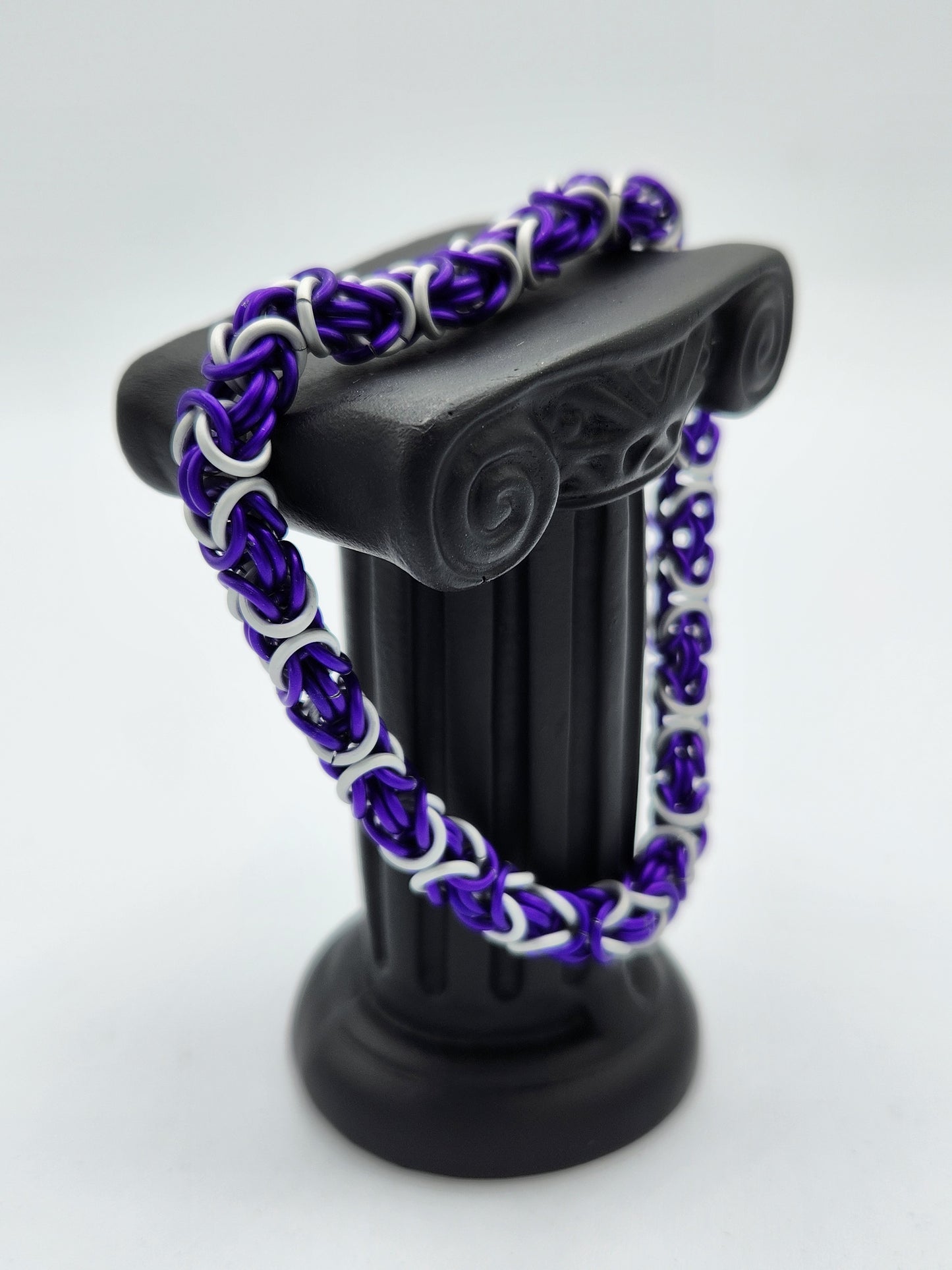 Matte Purple and Matte Frost Byzantine Bracelet