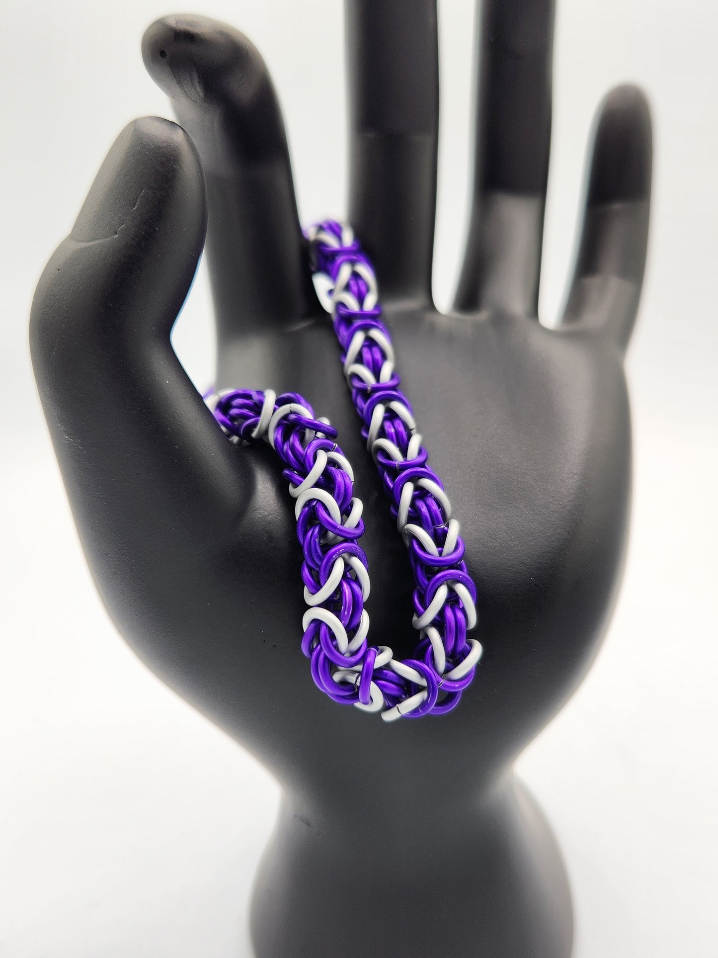 Matte Purple and Matte Frost Byzantine Bracelet