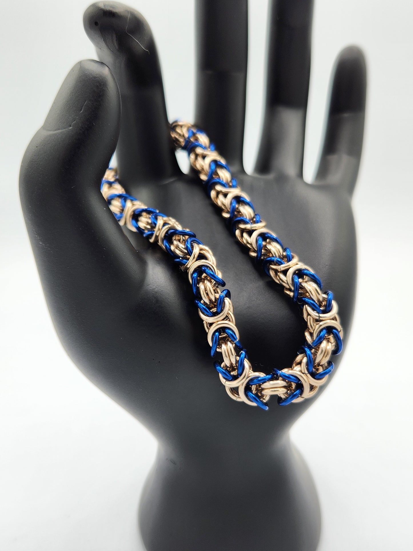 Champagne and Blue Byzantine Bracelet