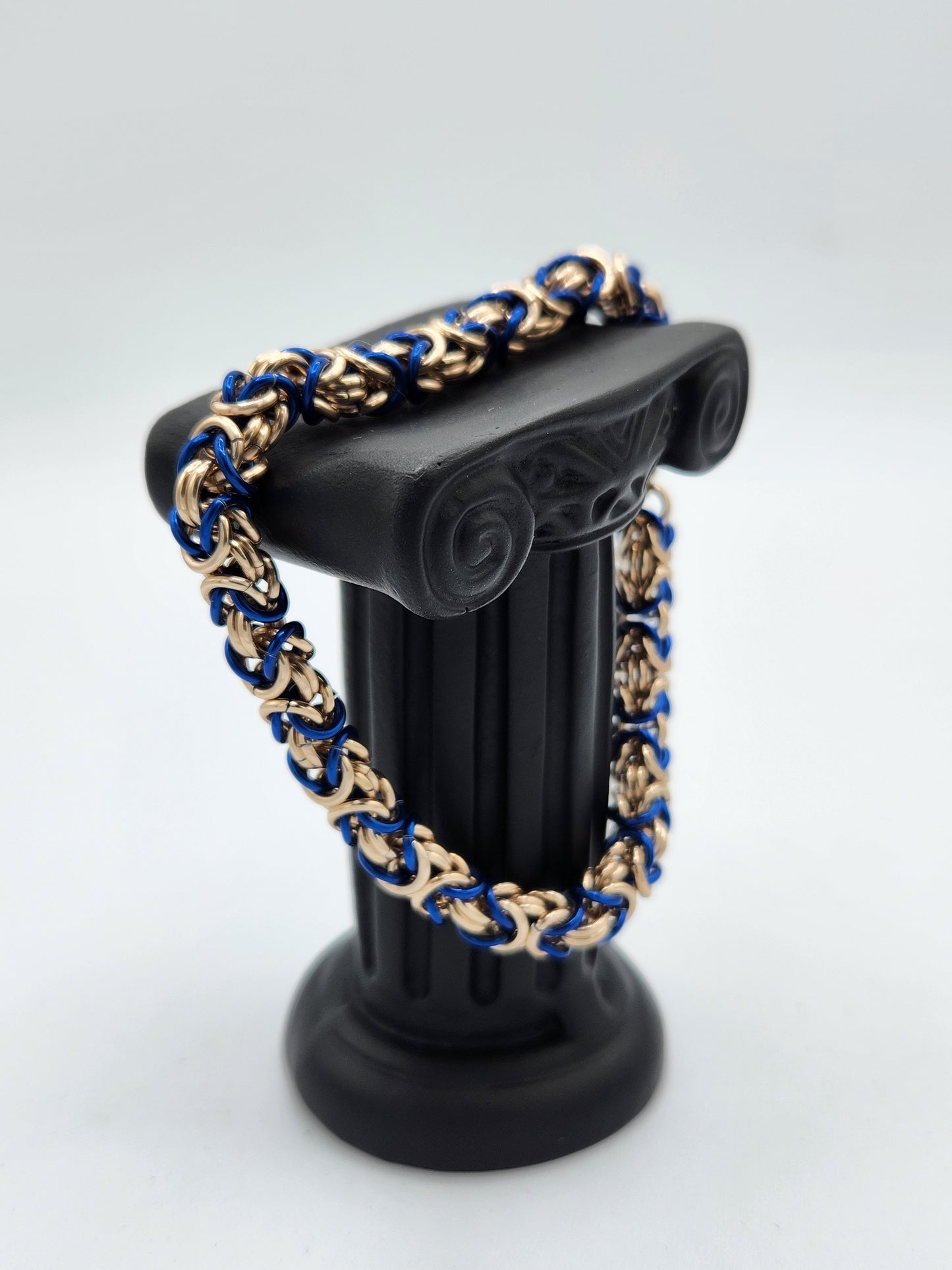 Champagne and Blue Byzantine Bracelet