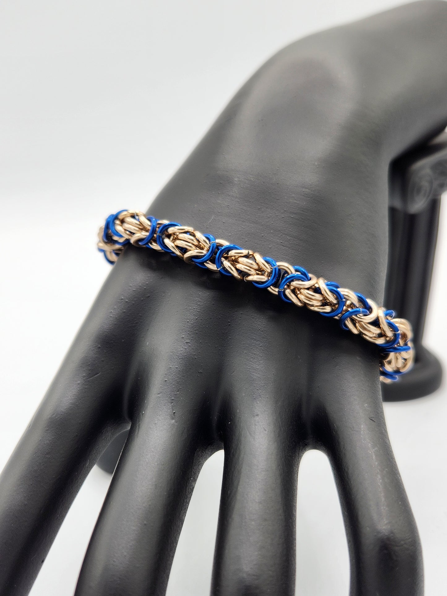 Champagne and Blue Byzantine Bracelet