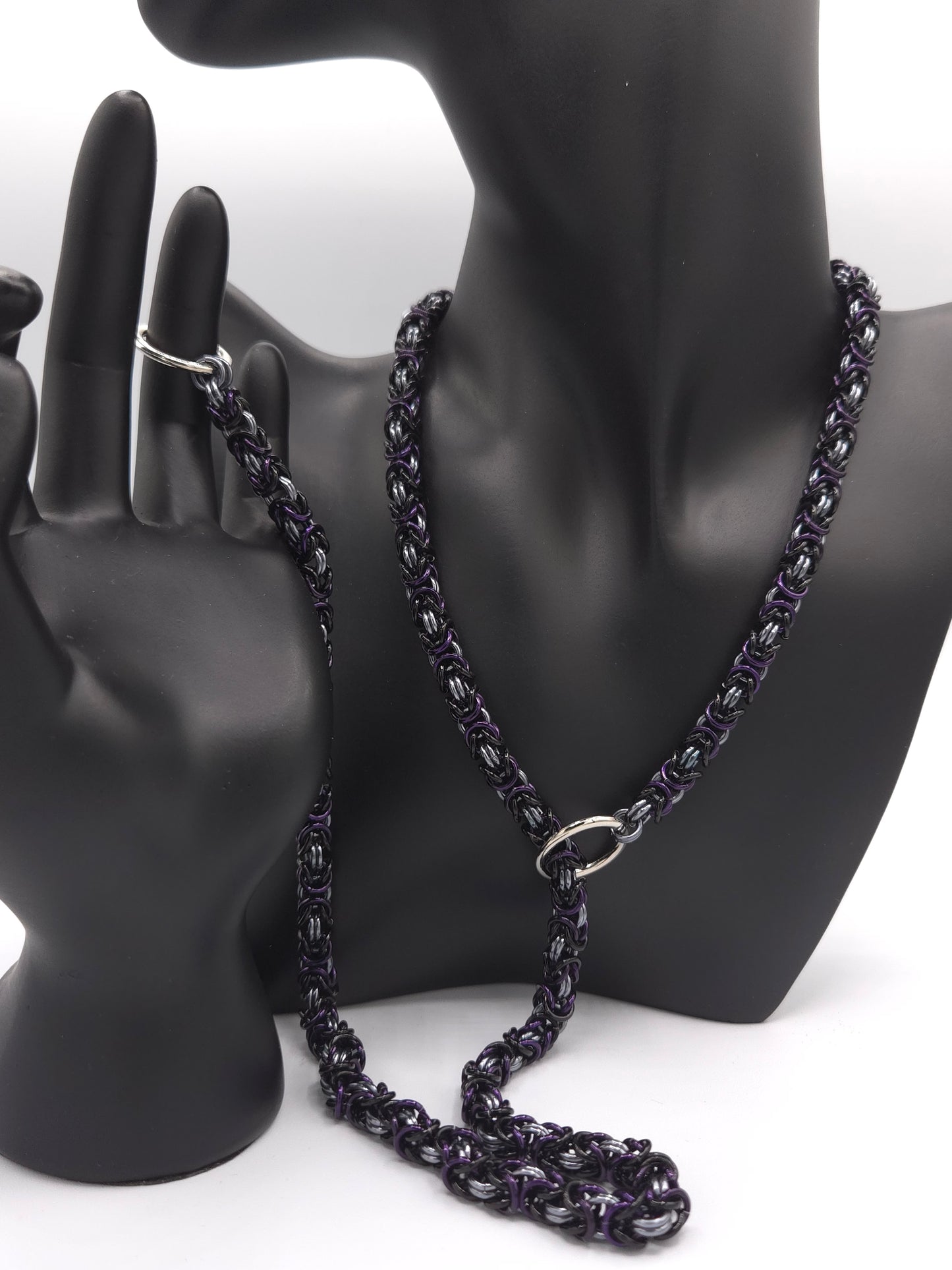 Black, Black Ice, and Dark Purple Byzantine Lariat