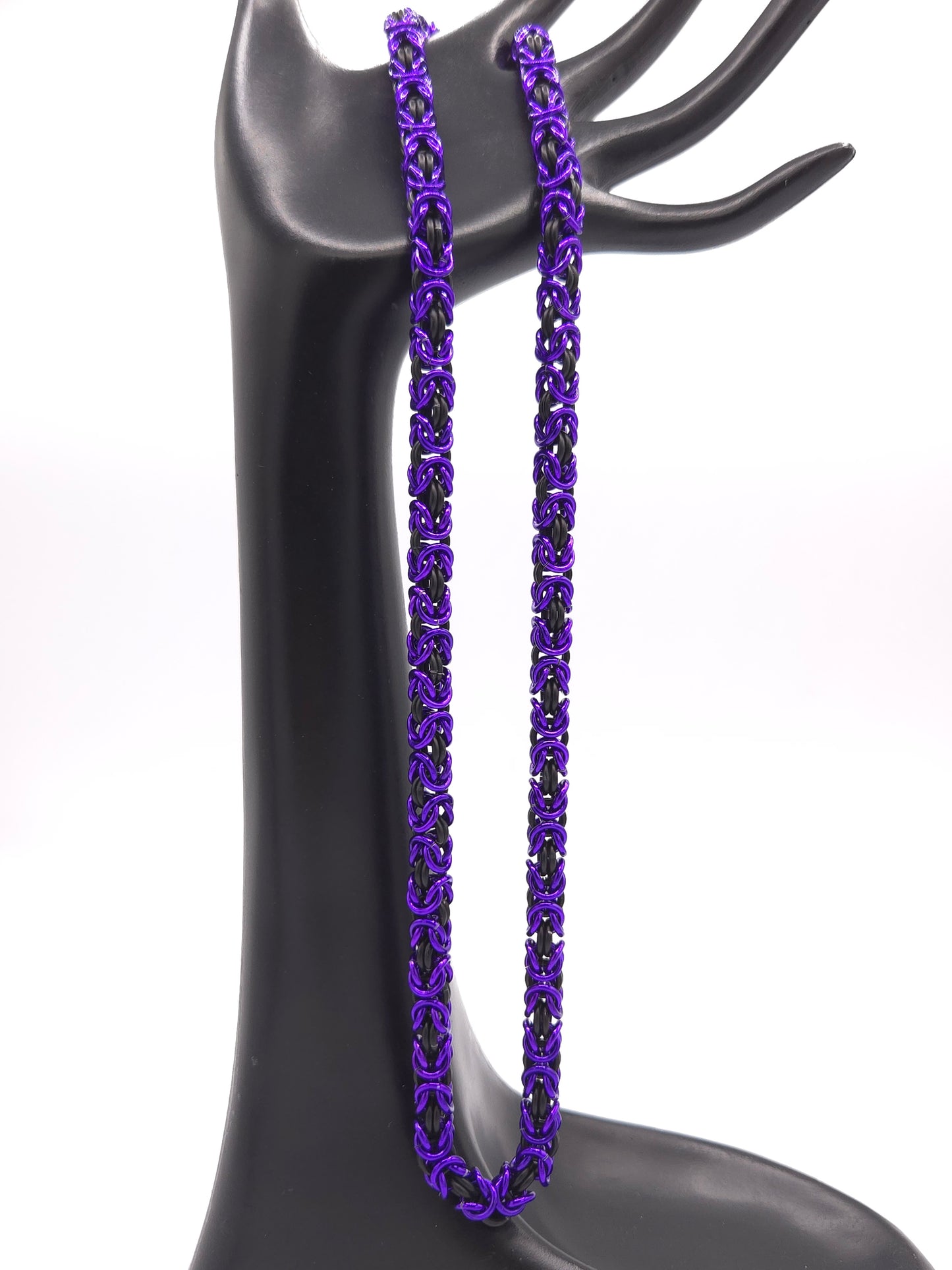 Matte Black and Purple Byzantine Necklace