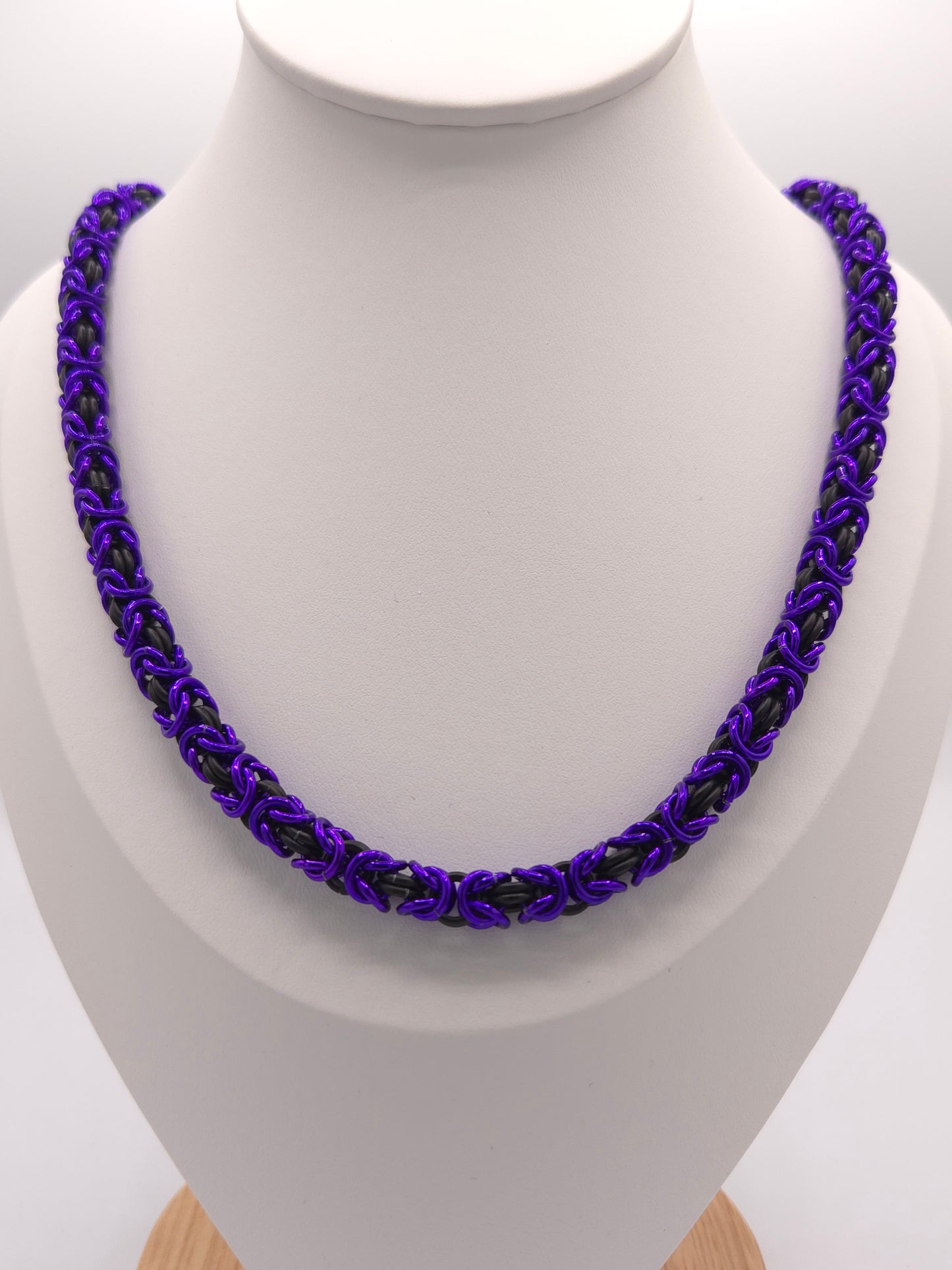 Matte Black and Purple Byzantine Necklace
