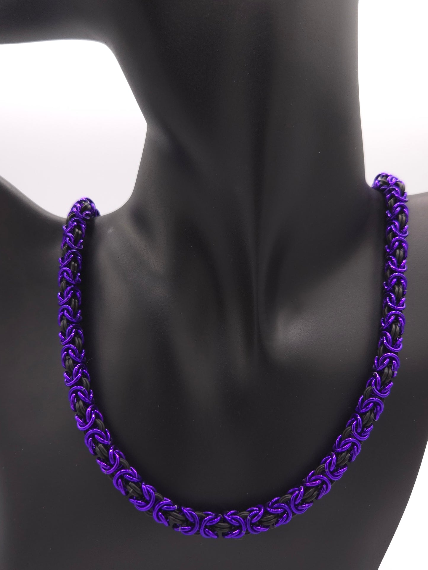 Matte Black and Purple Byzantine Necklace