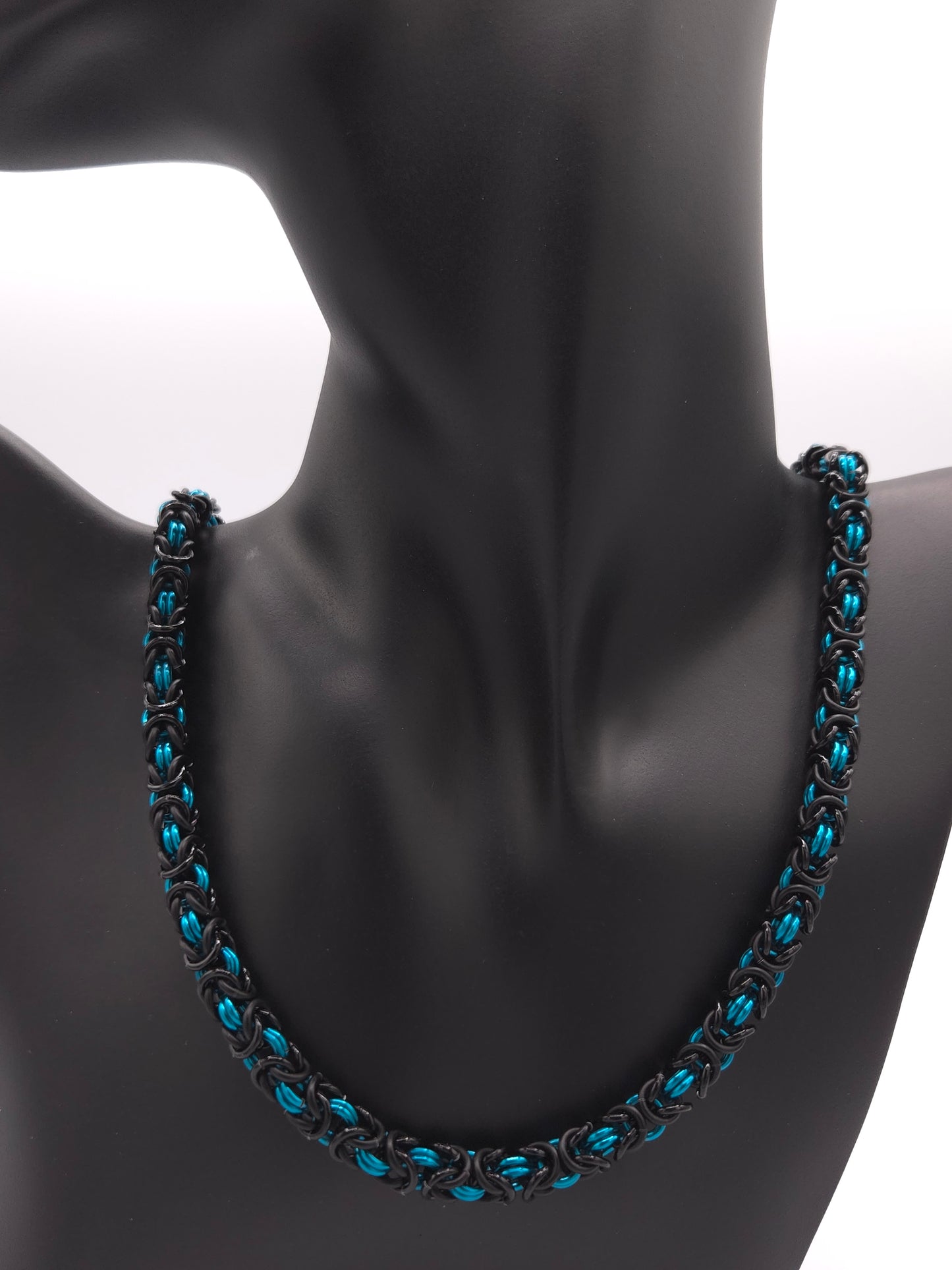 Matte Black and Teal Byzantine Necklace