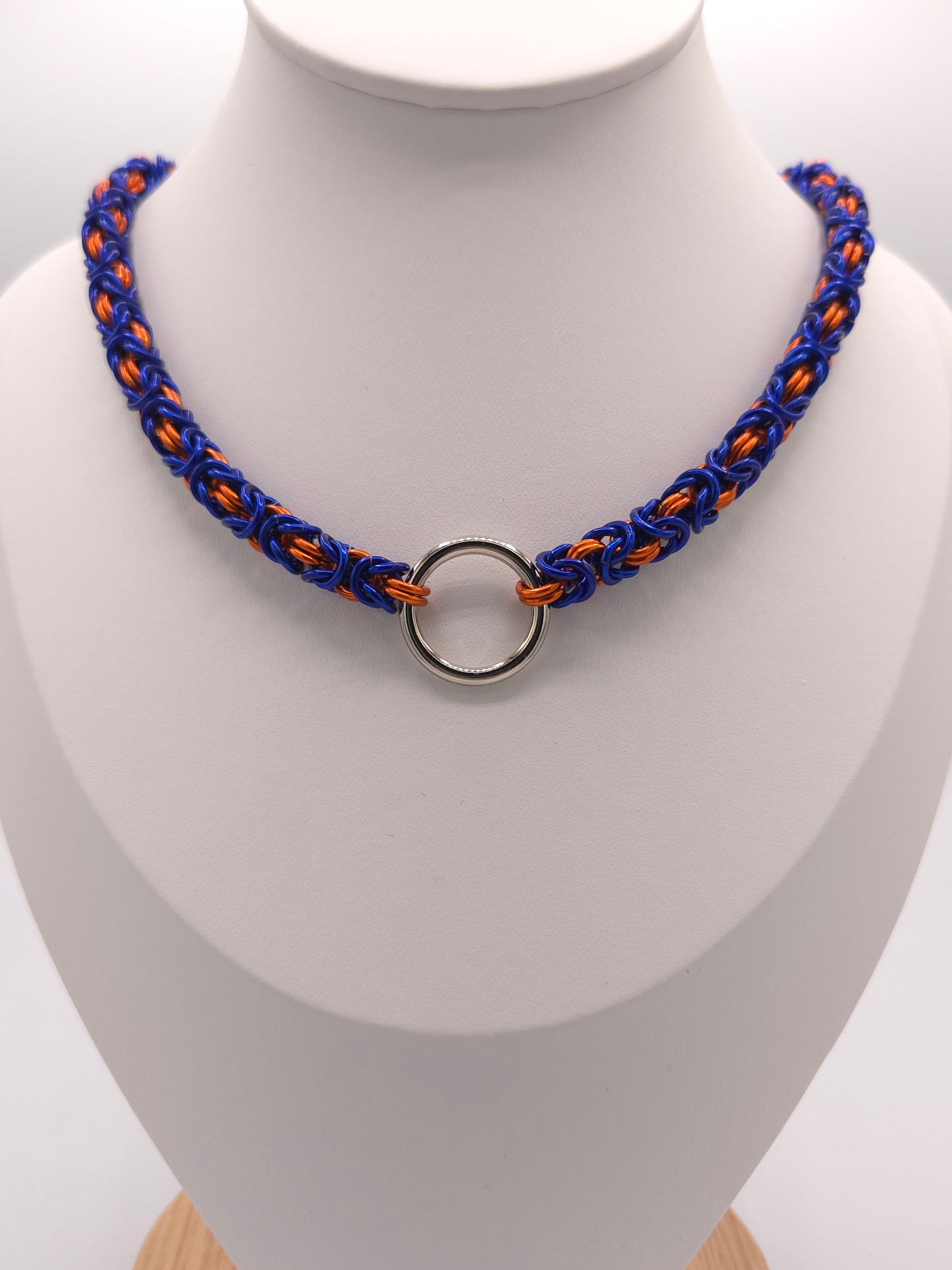 Blue and Orange Byzantine Choker