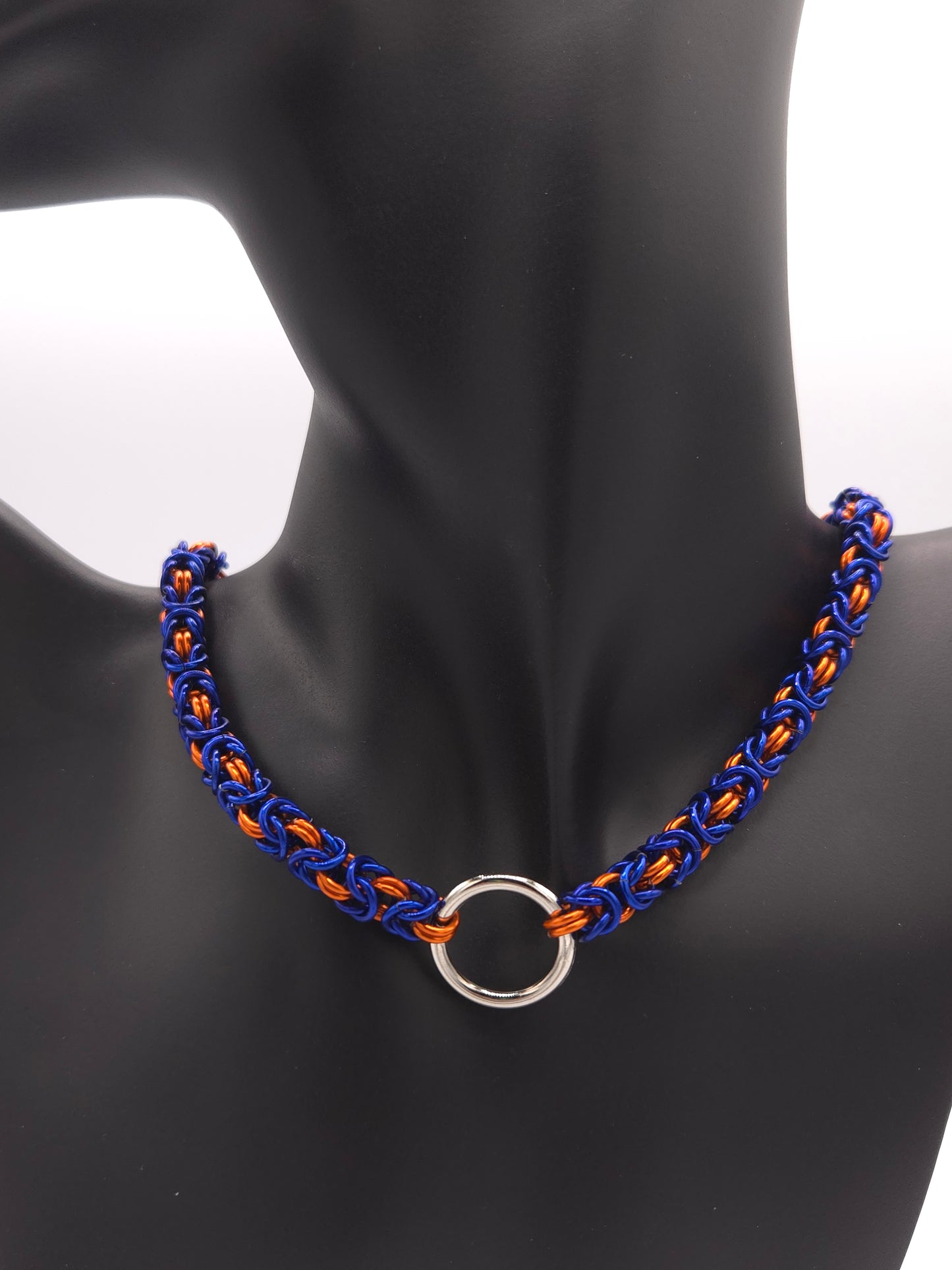 Blue and Orange Byzantine Choker