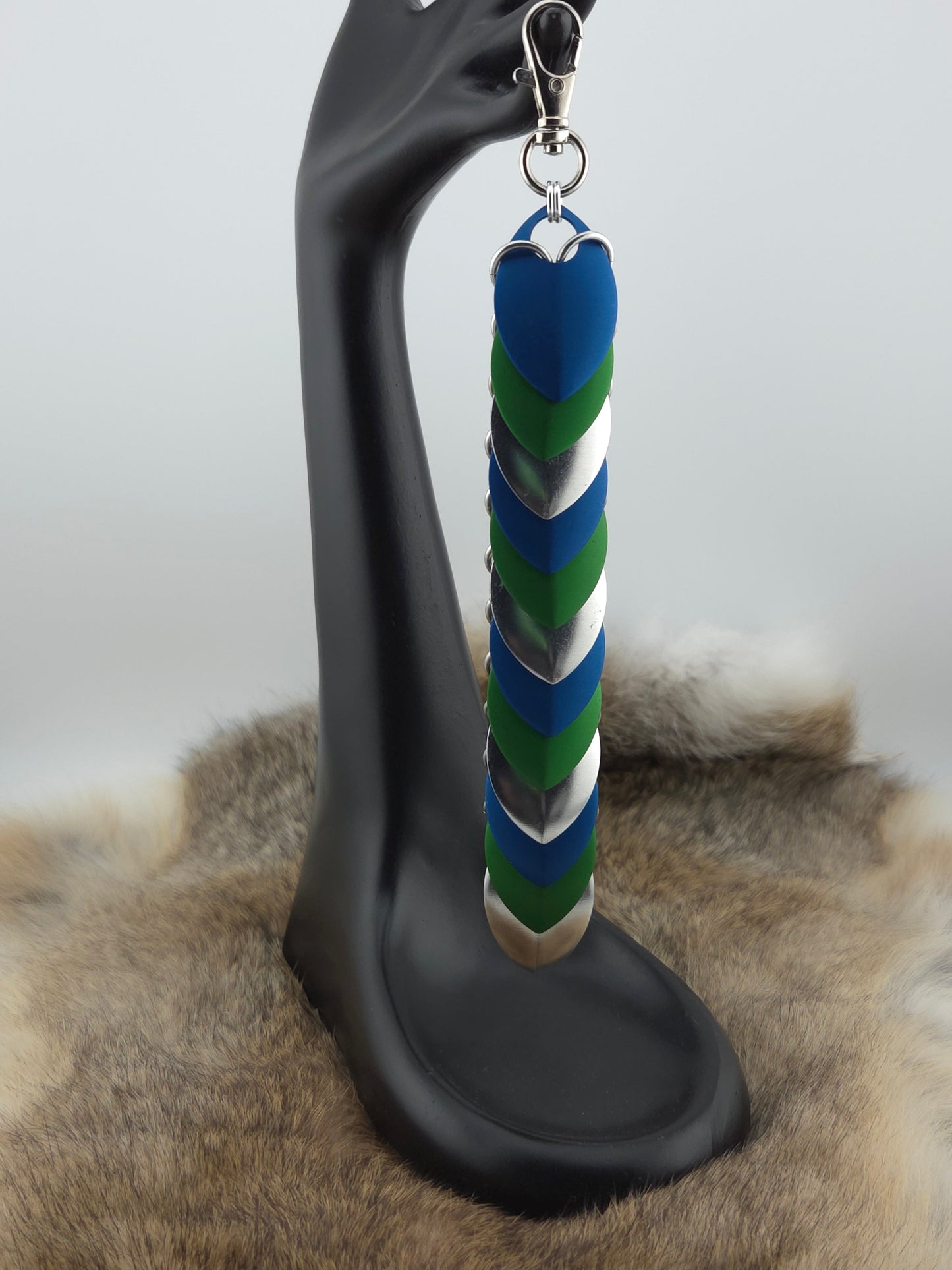 Fidget Scales - Large Scales - Blue, Green, and Silver (Silver Rings) Foxweave Studios