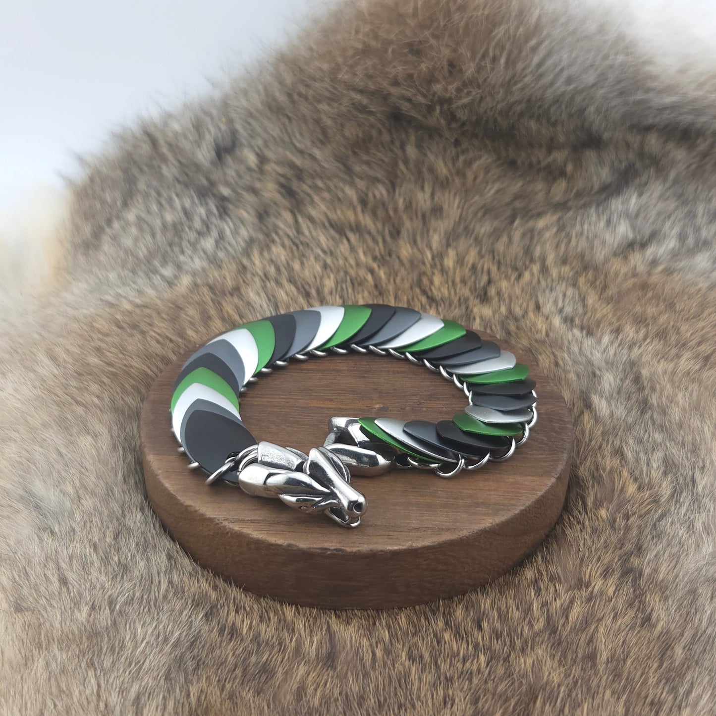 Dragon Scale Bracelet - Agender Pride - Aluminum Scales
