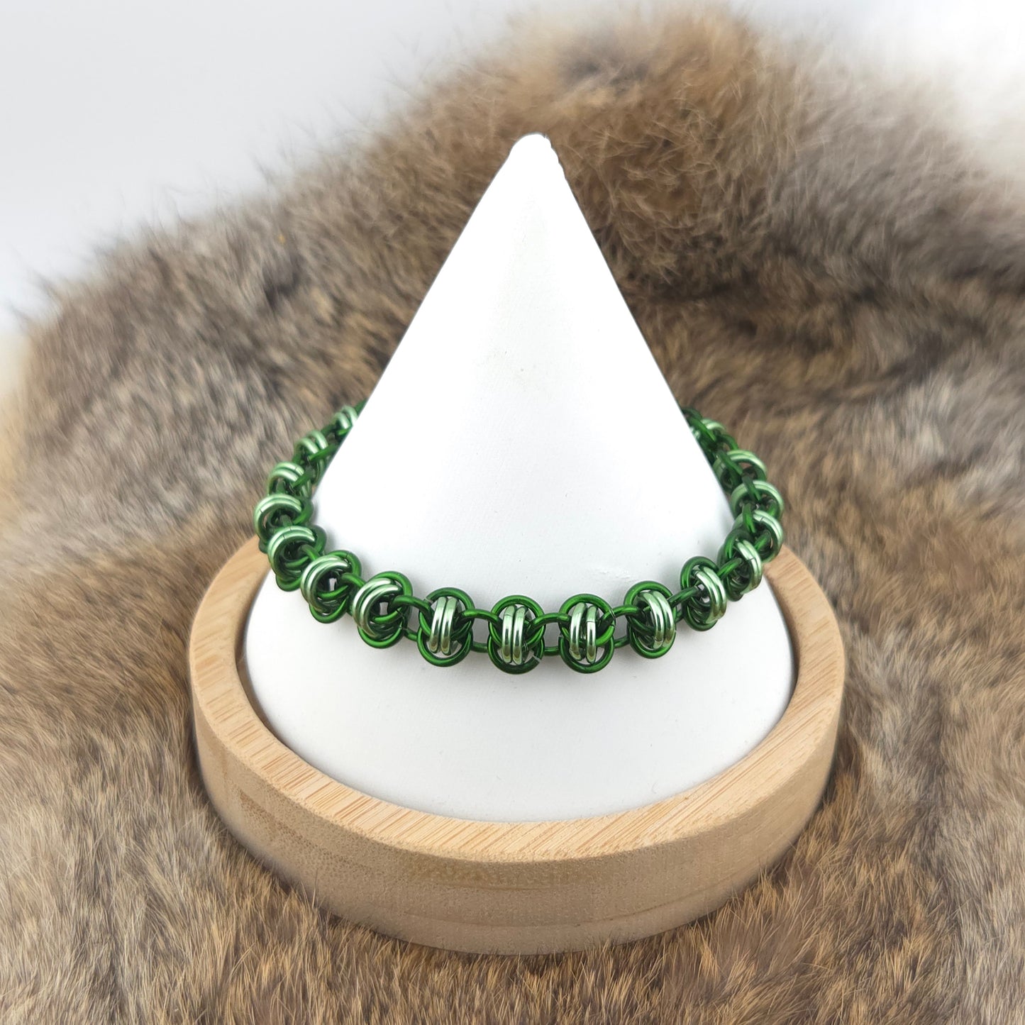 Barrel Weave Chainmail Bracelet - Seafoam, Green - Premium Anodized Aluminum
