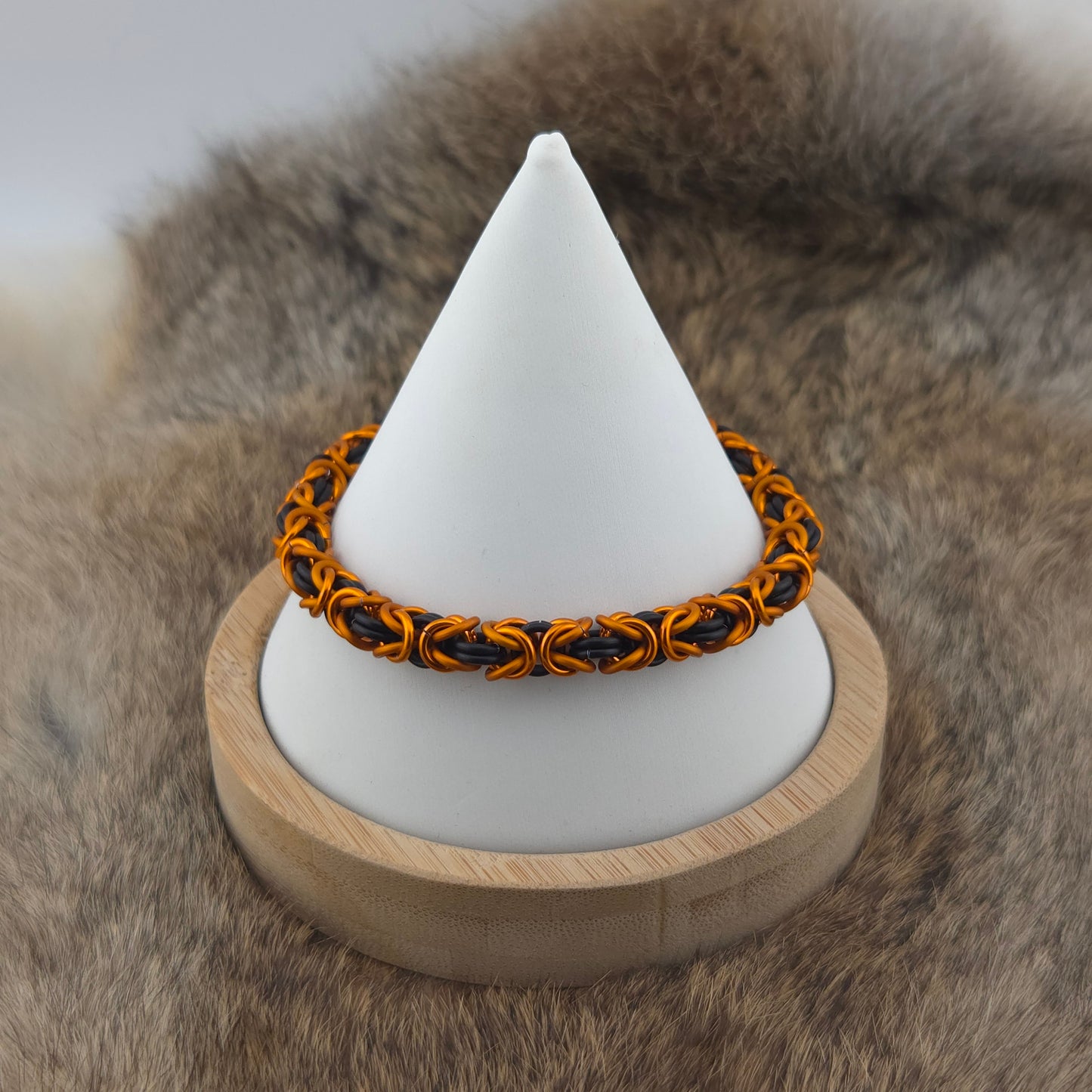 Byzantine Chainmail Bracelet - Matte Black, Matte Orange, Orange - Premium Anodized Aluminum