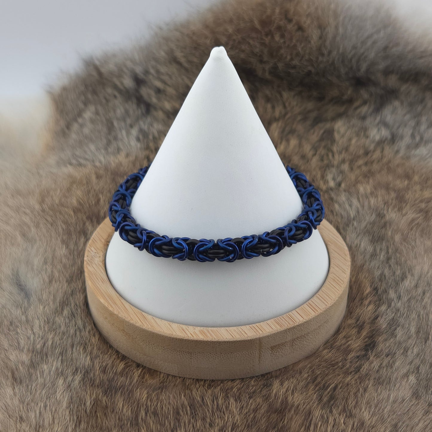 Byzantine Chainmail Bracelet - Matte Black, Matte Royal Blue, Royal Blue - Premium Anodized Aluminum