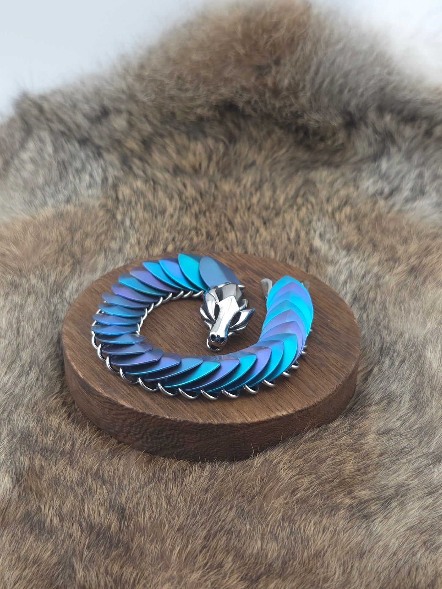 Dragon Scale Bracelet - Teal and Purple Shimmer - Unique 0007