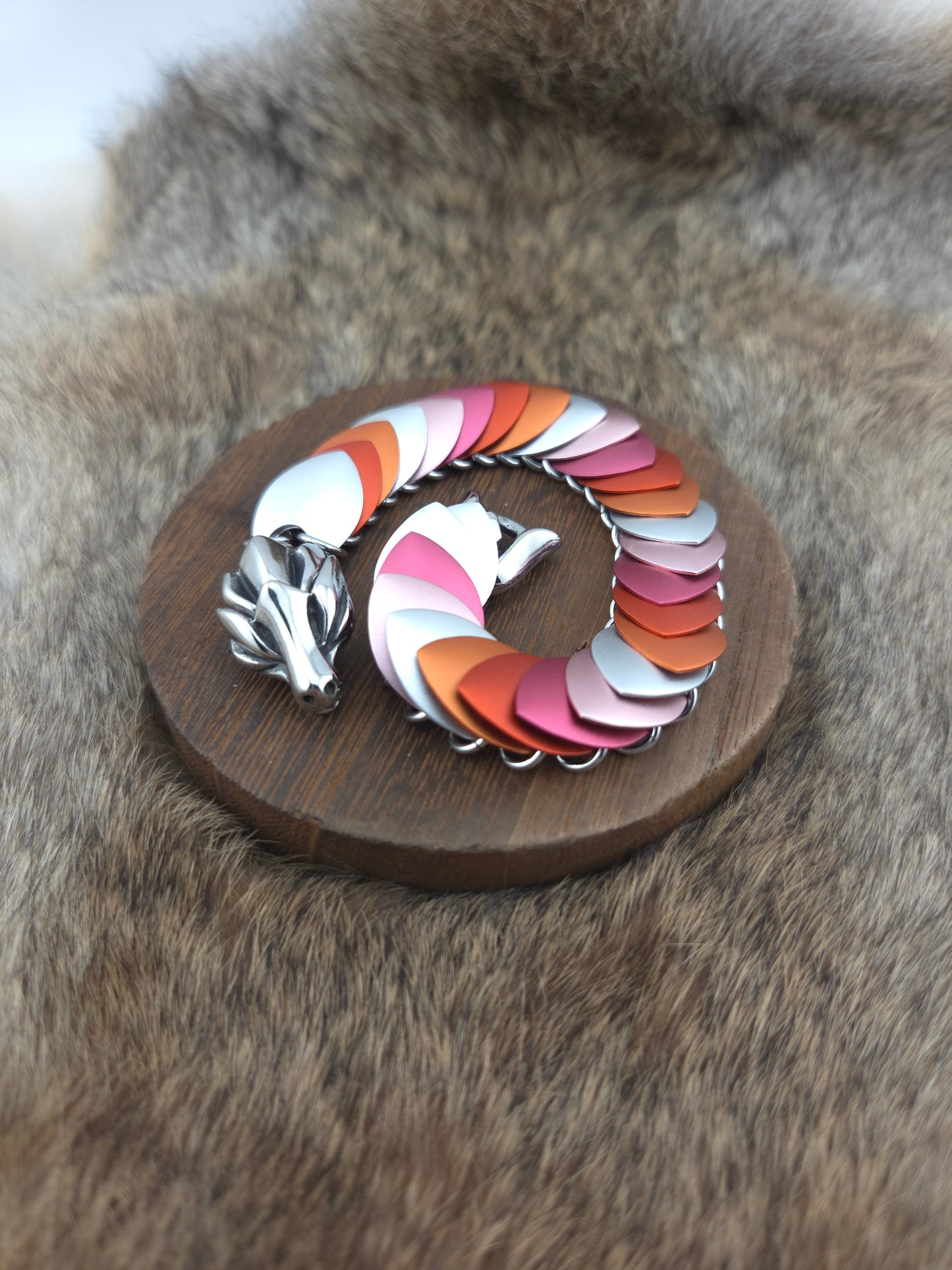 Dragon Scale Bracelet - Lesbian Pride - Aluminum Scales