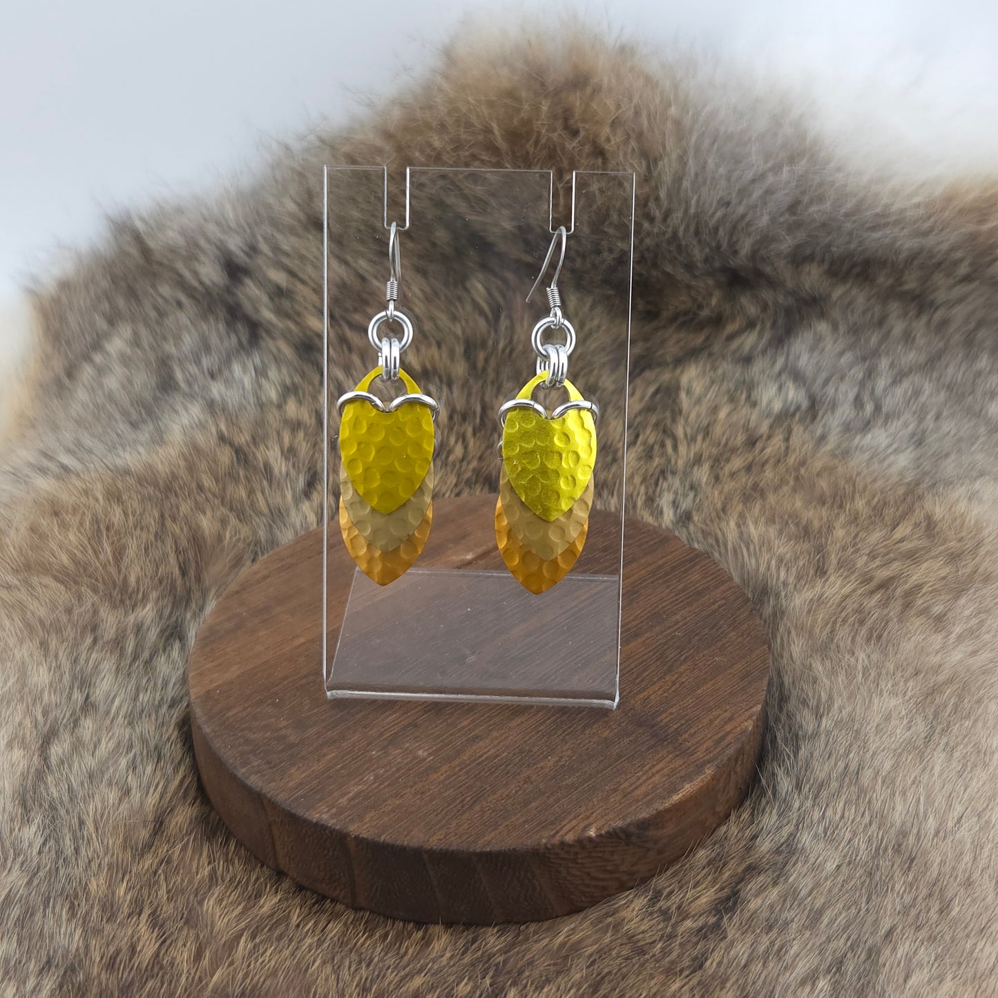 Earrings - Hammered Canary, Hammered Golden, Hammered Marmalade - Premium Anodized Aluminum (Hooks)