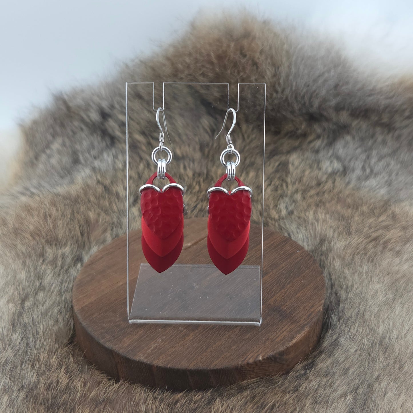 Earrings - Hammered Marsala, Candy Apple, Marsala - Premium Anodized Aluminum (Hooks)
