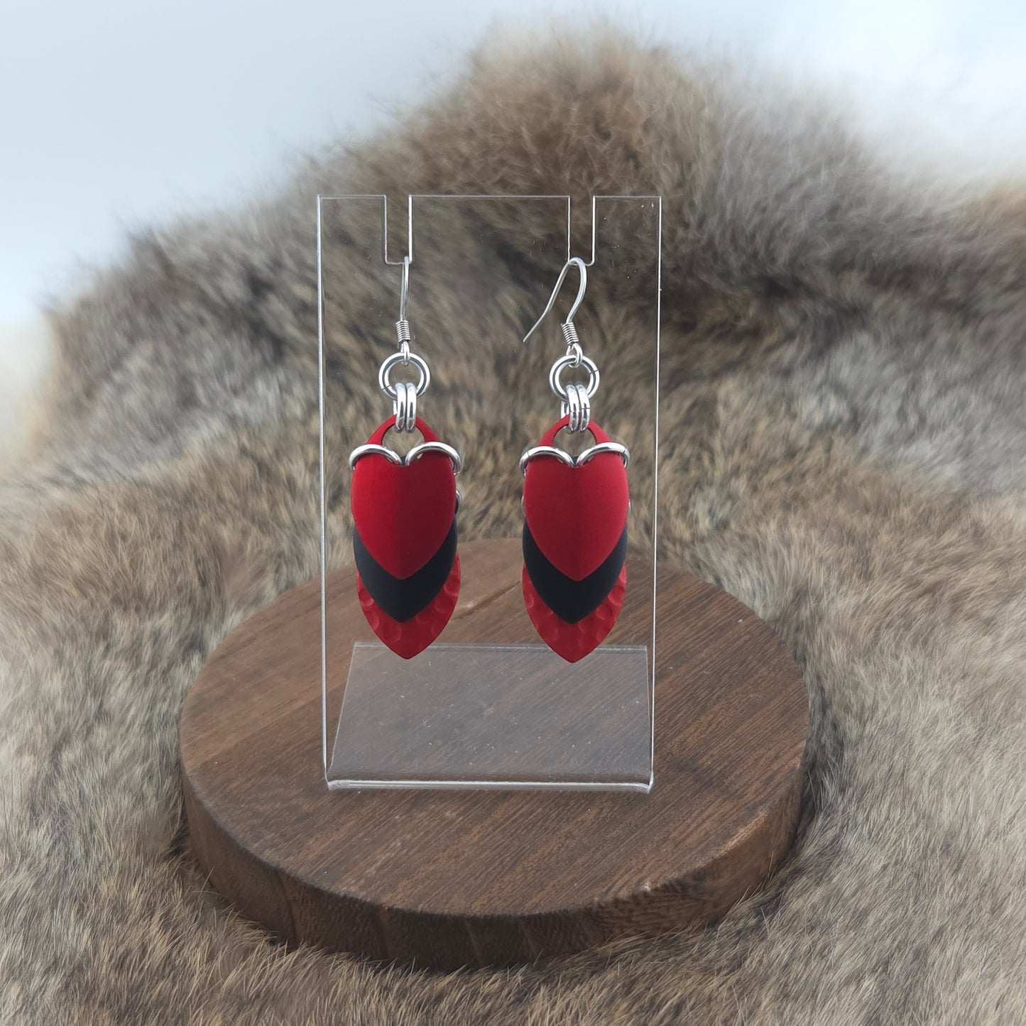 Earrings - Marsala, Onyx, Hammered Candy Apple - Premium Anodized Aluminum (Hooks)