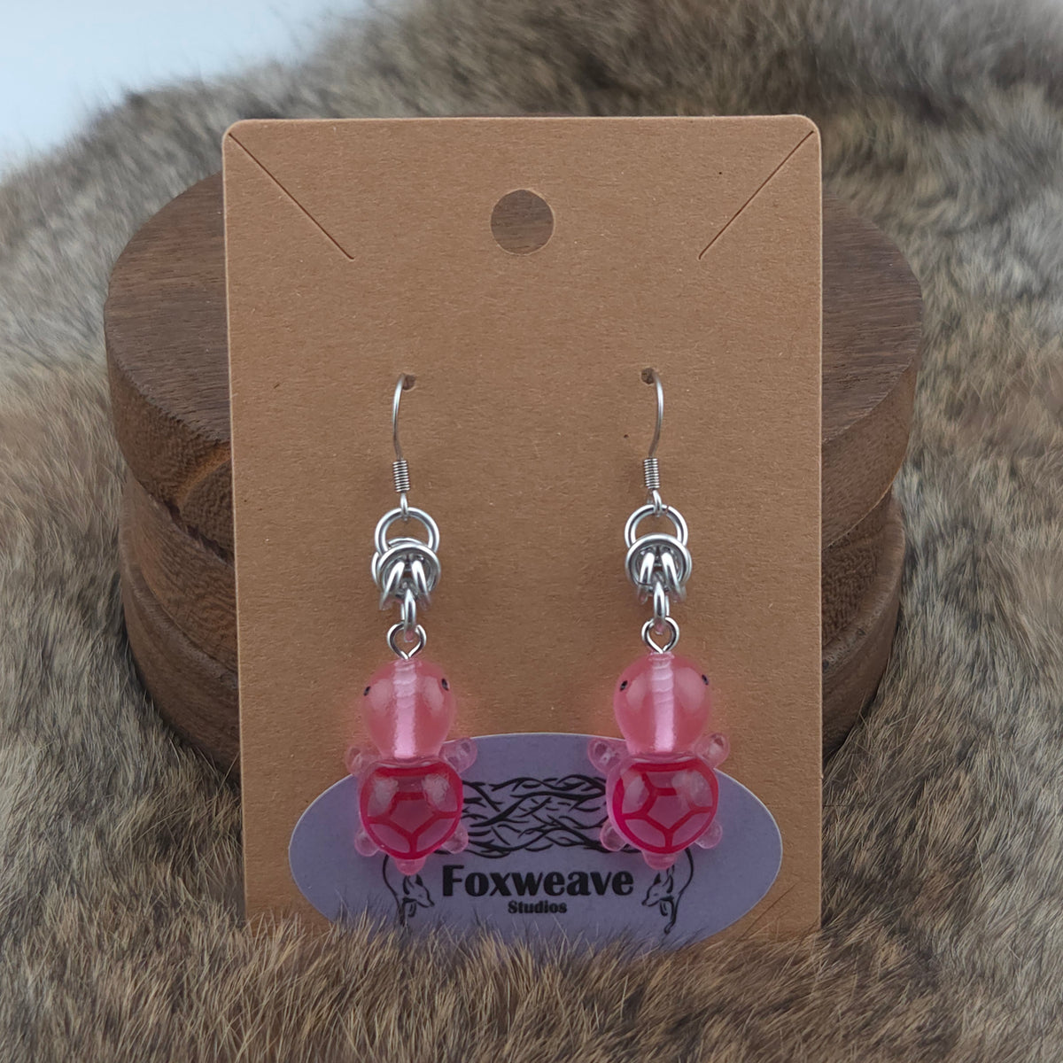 Earrings - Pink Turtles - Acrylic Charm on Stainless Steel Hooks