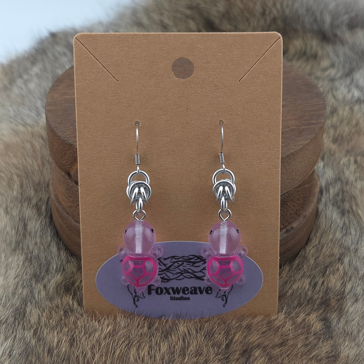 Earrings - Purple Turtles - Acrylic Charm on Stainless Steel Hooks