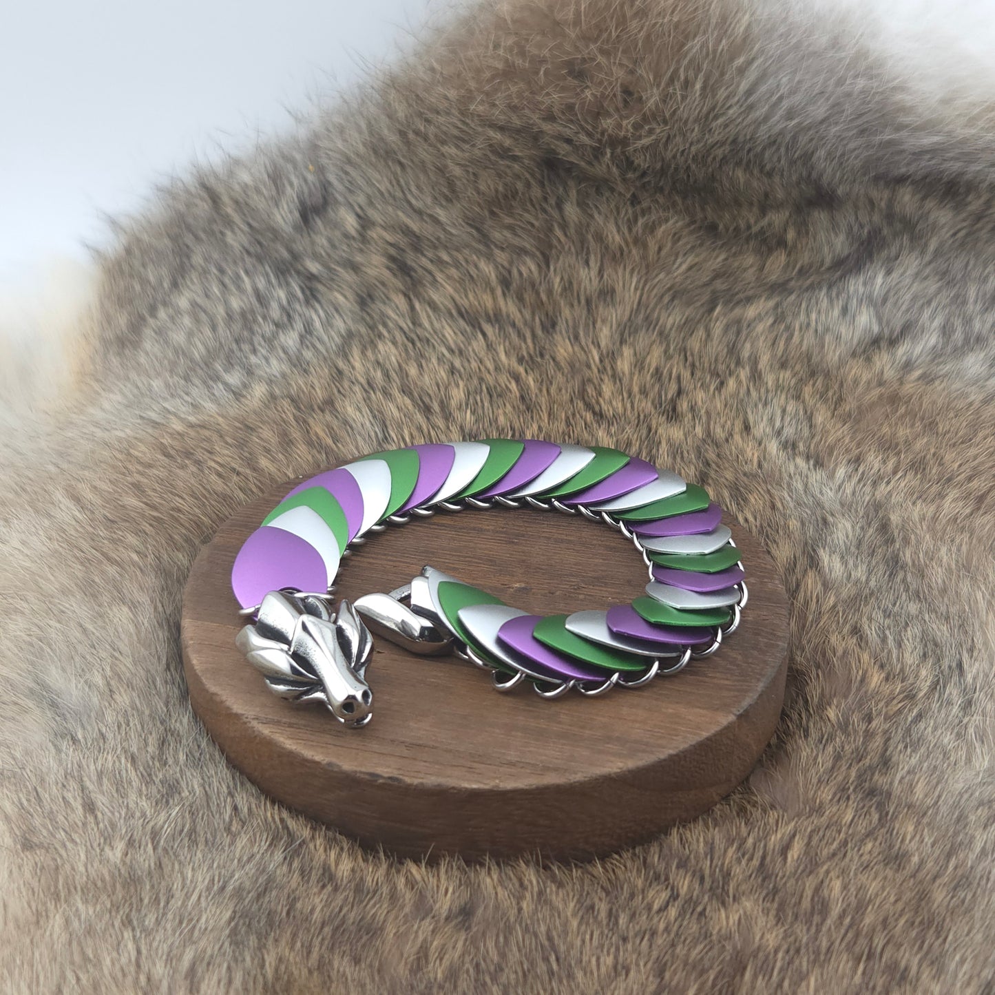 Dragon Scale Bracelet - Genderqueer Pride - Aluminum Scales