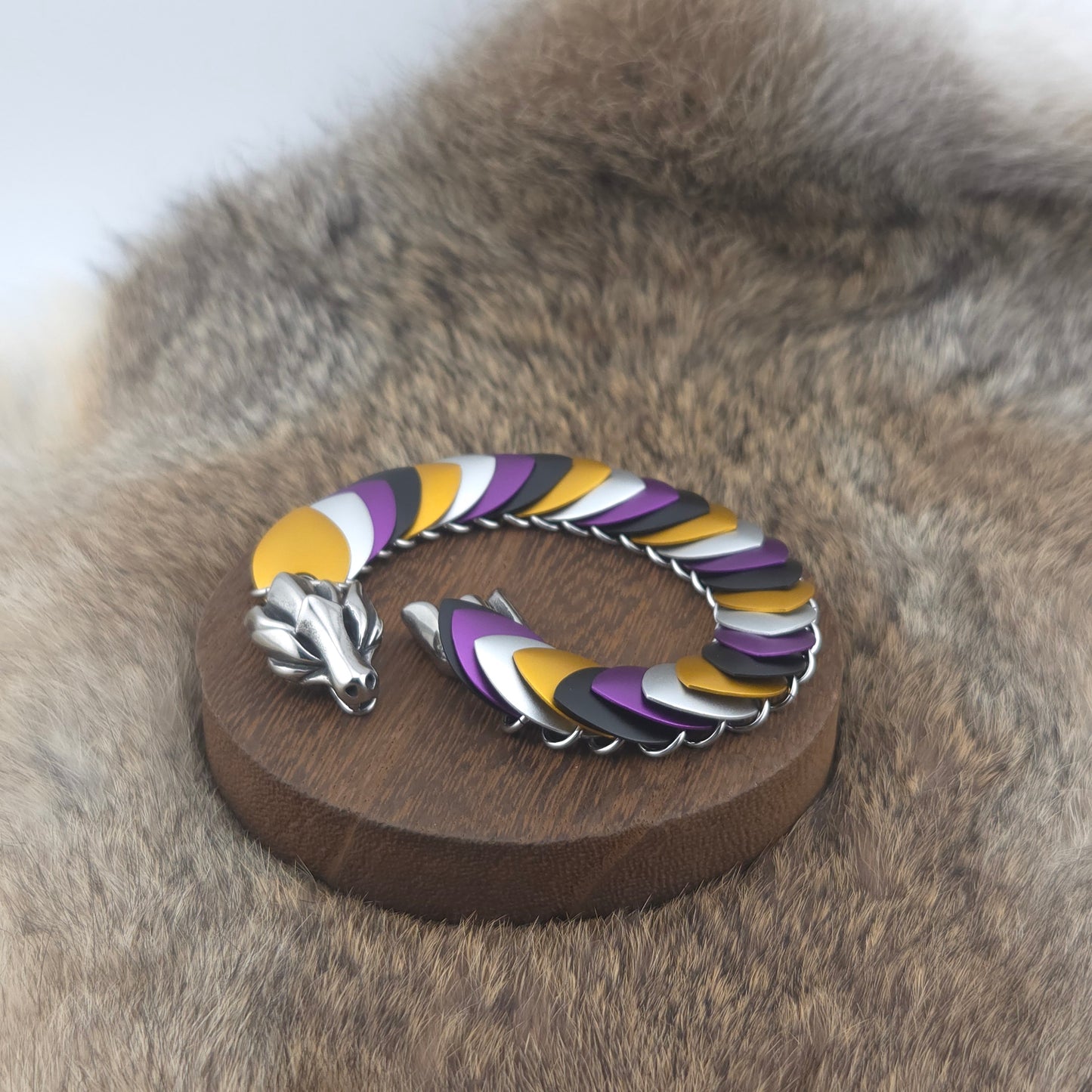 Dragon Scale Bracelet - Non-Binary Pride - Aluminum Scales