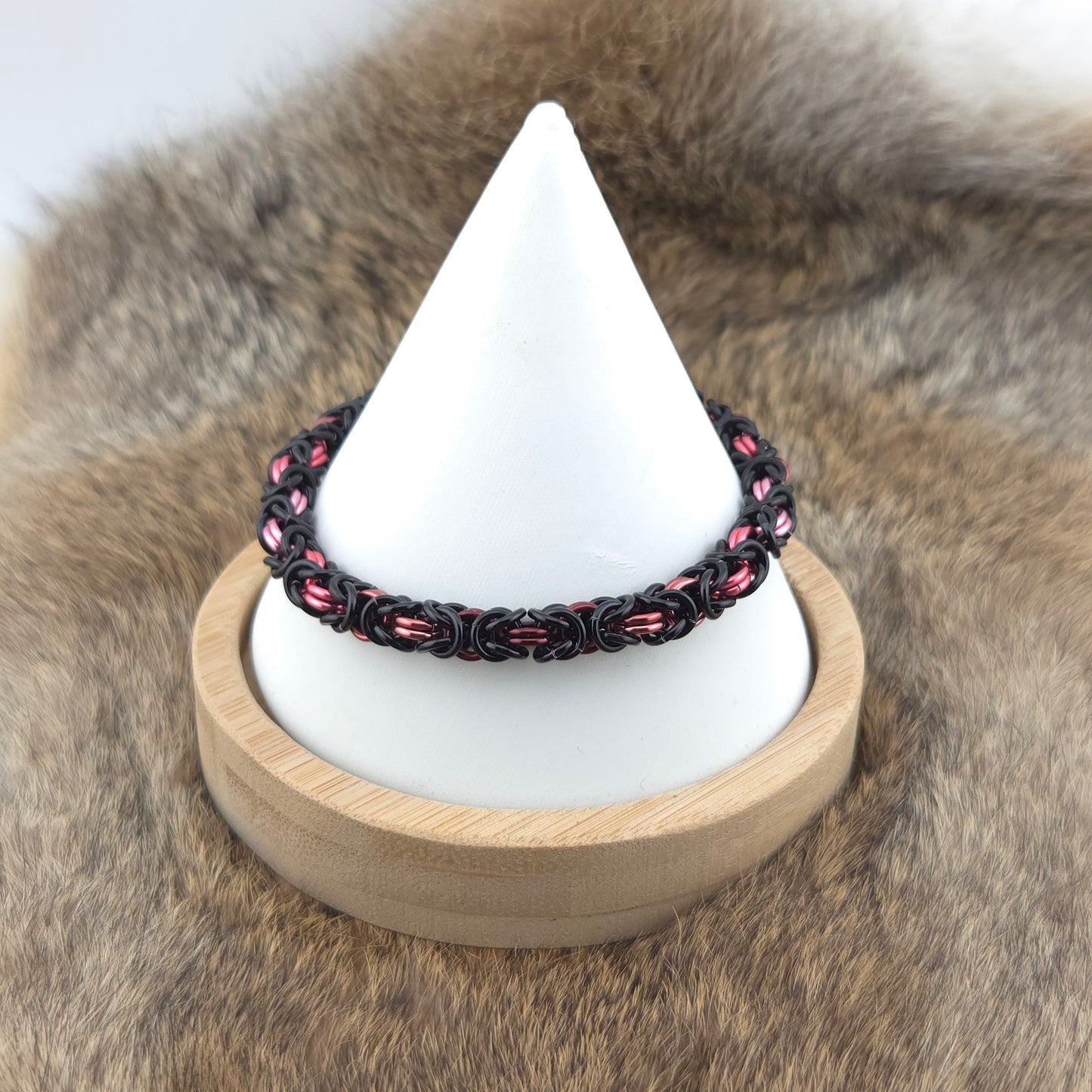Byzantine Chainmail Bracelet - Black, Burgundy, Dark Rose, Cranberry, Pink - Premium Anodized Aluminum