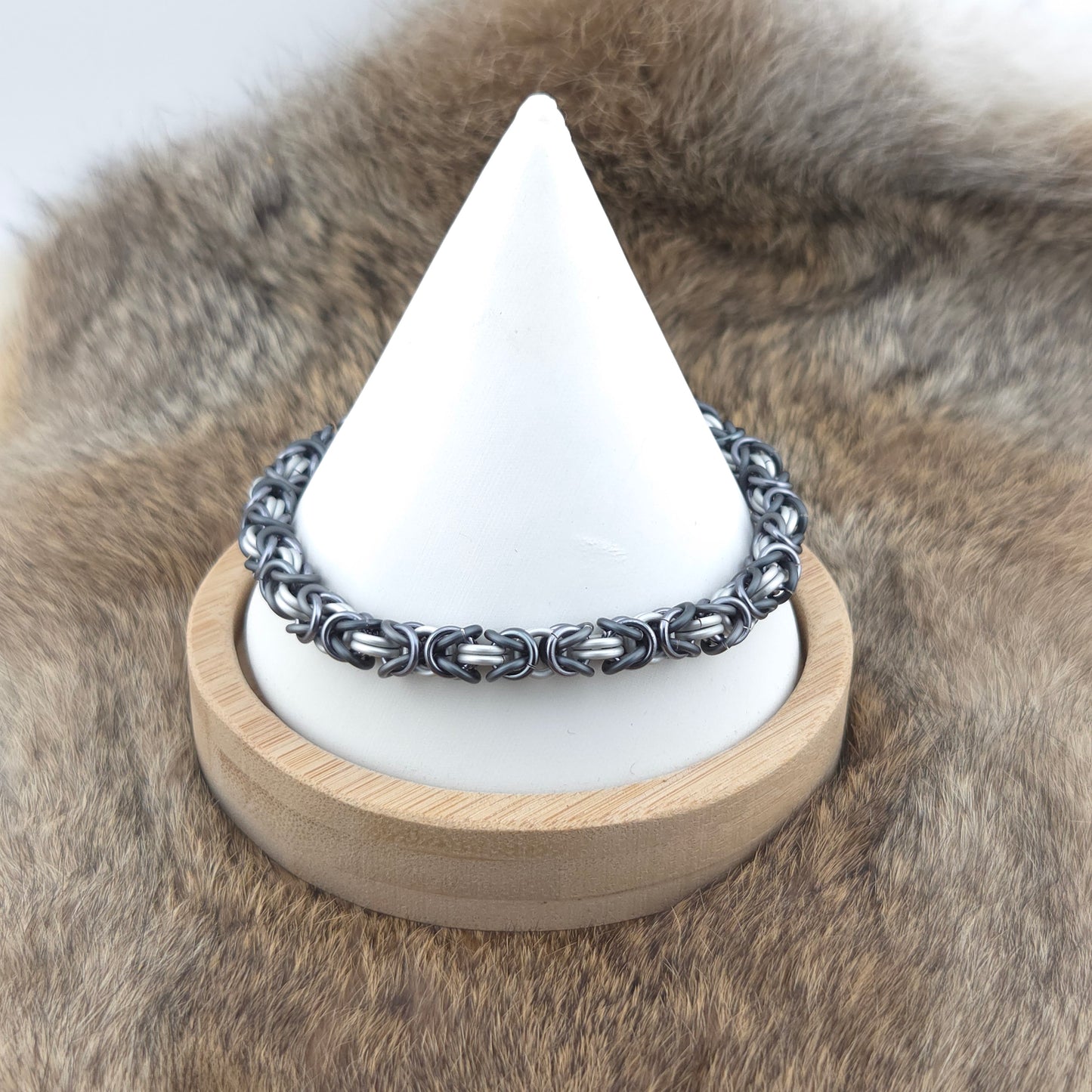 Byzantine Chainmail Bracelet - Matte Frost, Matte Gray, Black Ice - Premium Anodized Aluminum