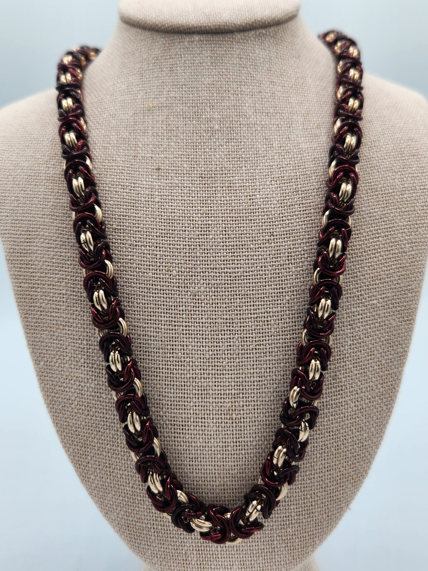 Burgundy and Rose Gold Byzantine Necklace