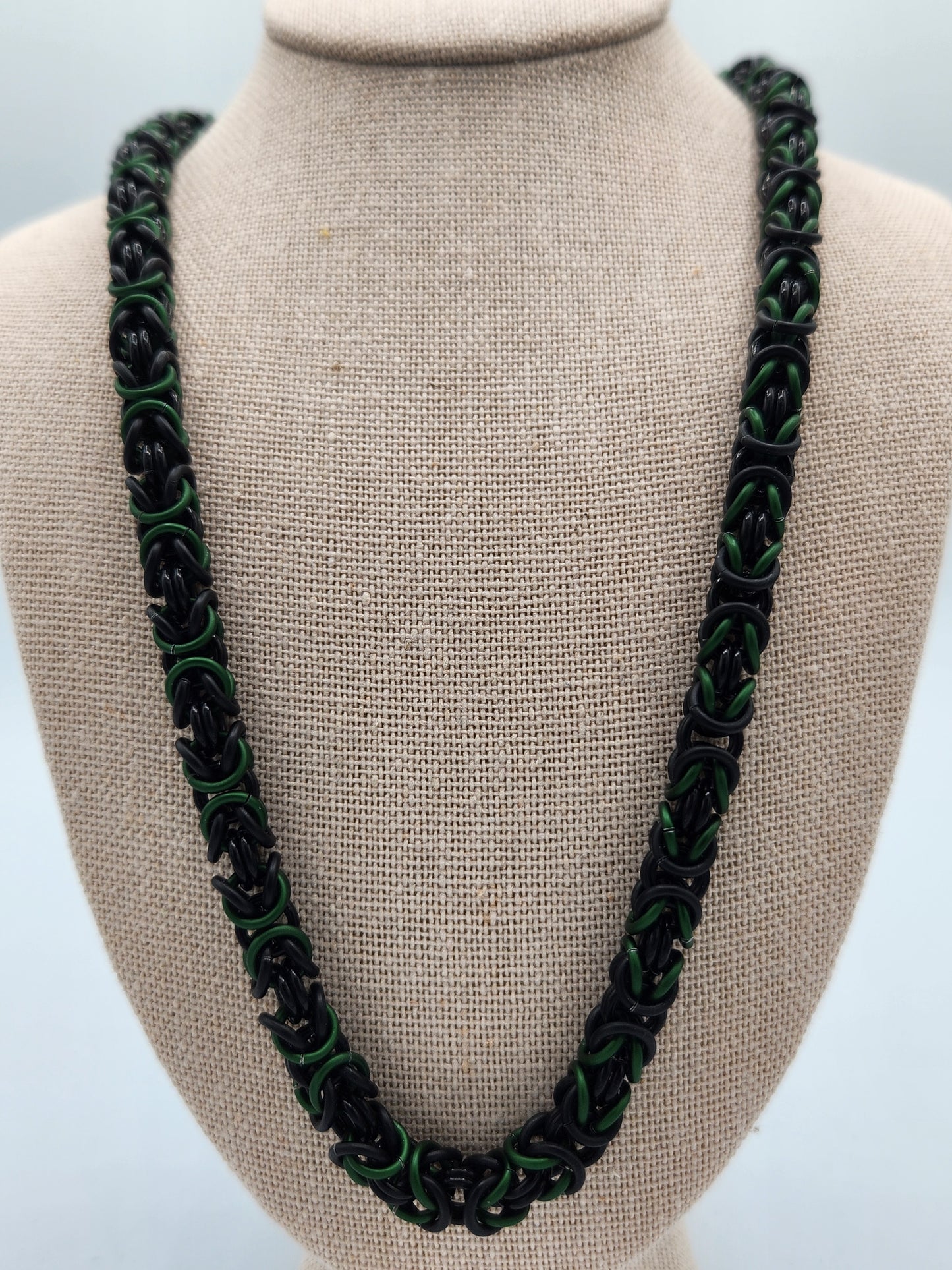 Matte Black and Matte Green Byzantine Necklace