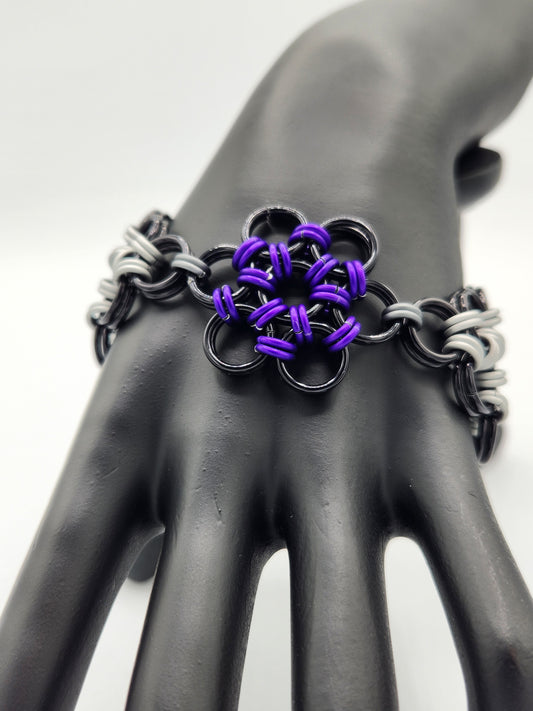 Black, Matte Frost, and Matte Purple 12-in-2 Lace Bracelet