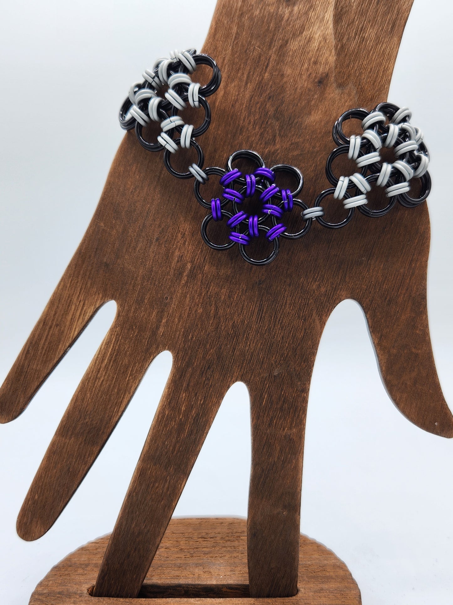 Black, Matte Frost, and Matte Purple 12-in-2 Lace Bracelet