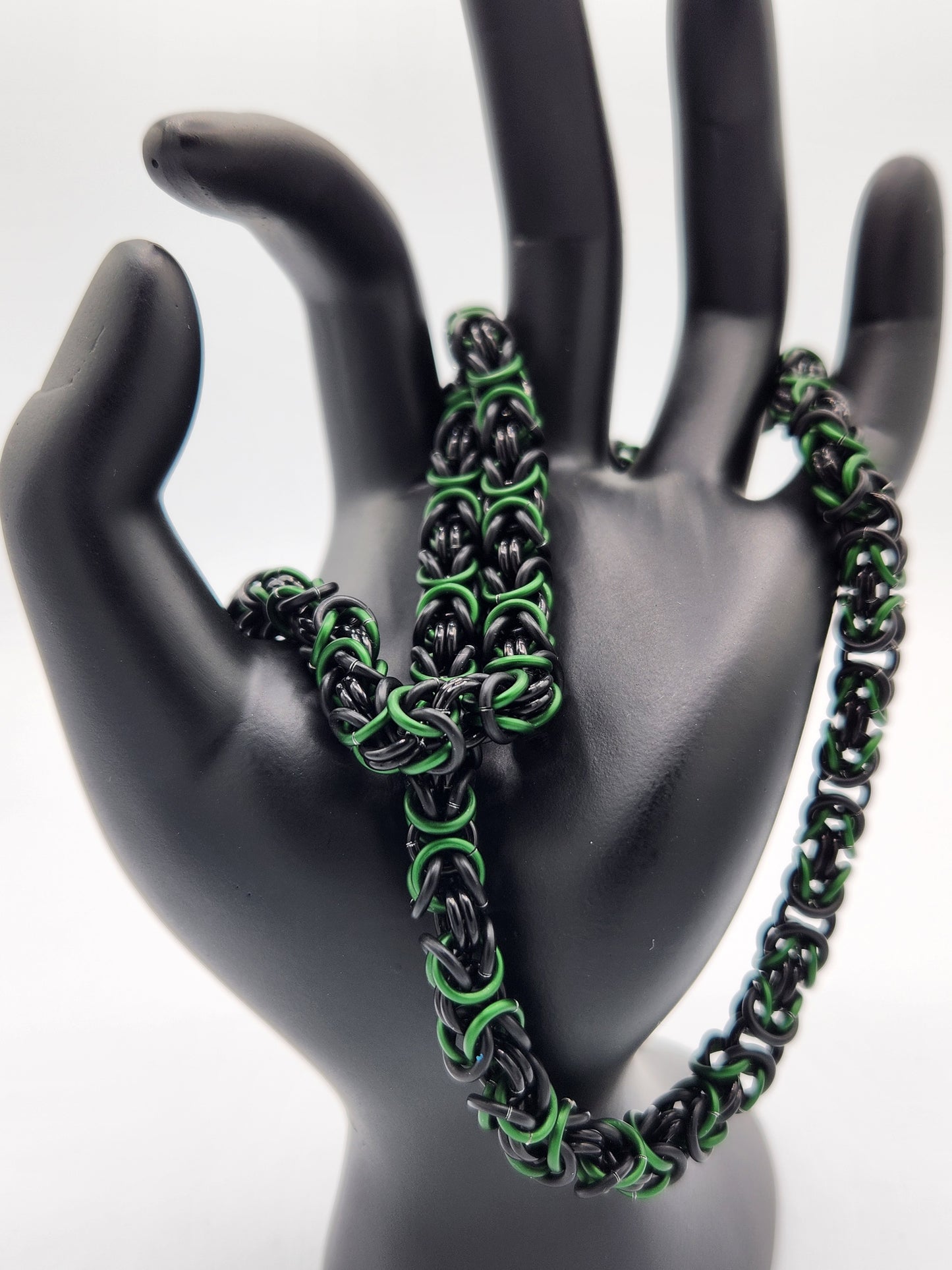 Matte Black and Matte Green Byzantine Necklace