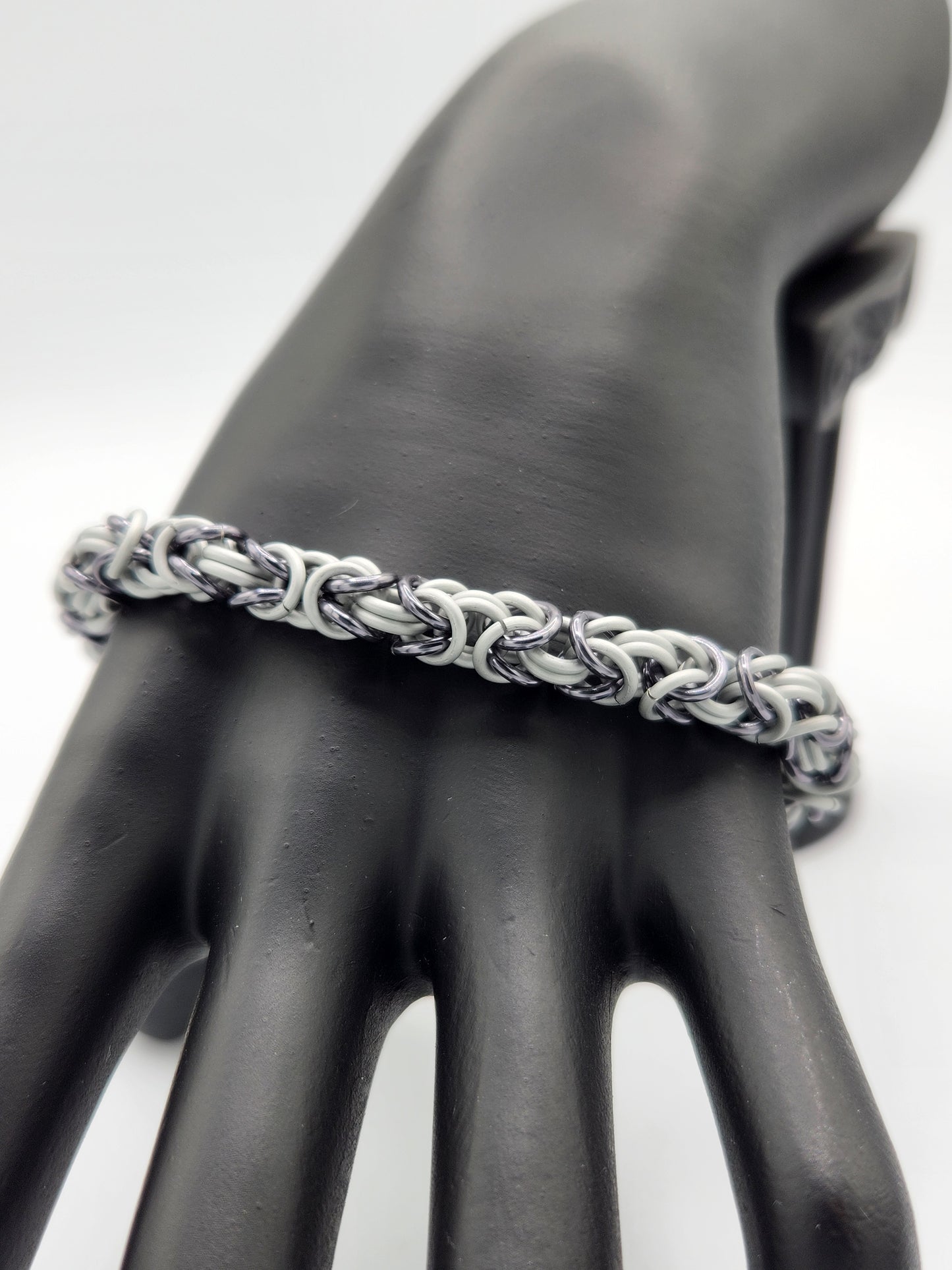 Black Ice and Matte Frost Byzantine Bracelet