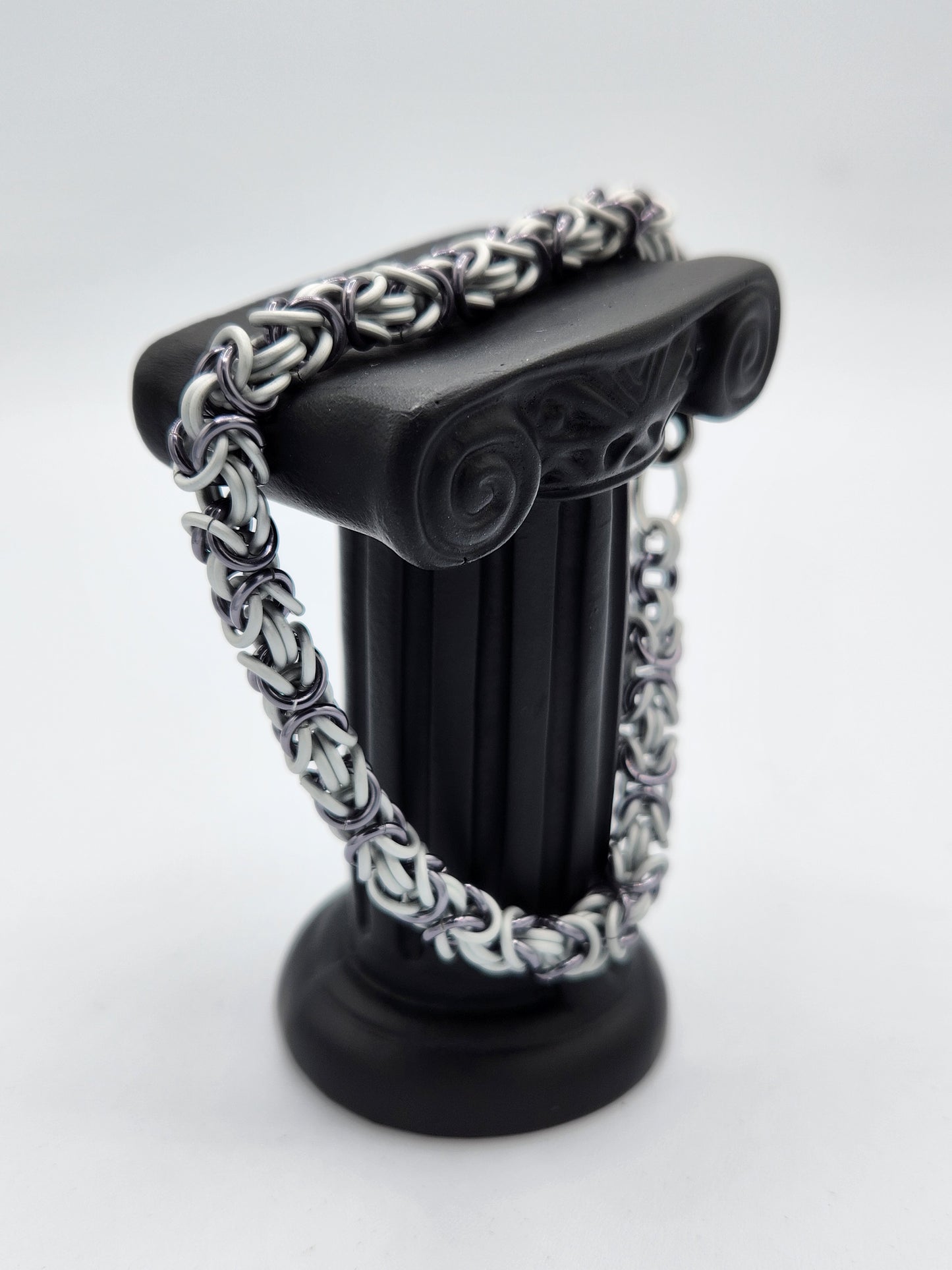 Black Ice and Matte Frost Byzantine Bracelet