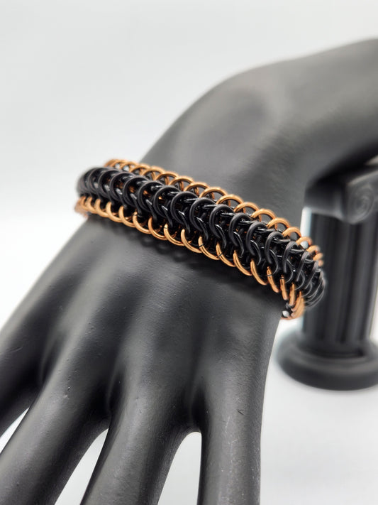 Black, Matte Black, and Bronze Dragonback Bracelet