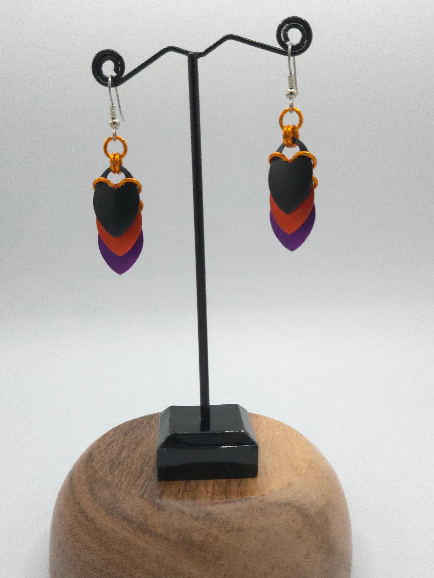 Black, Purple, and Orange Scale Earrings