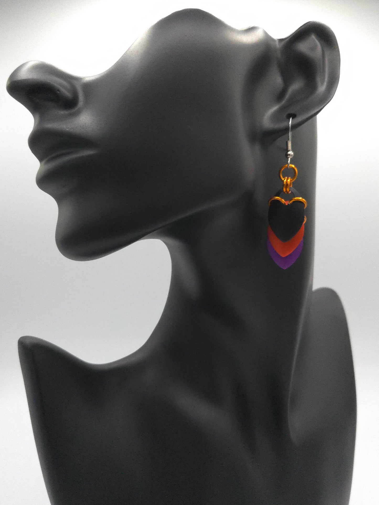 Black, Purple, and Orange Scale Earrings