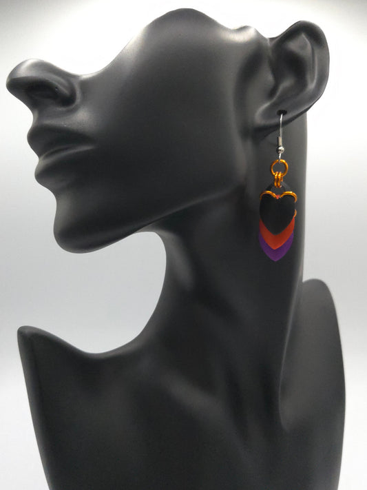 Black, Purple, and Orange Scale Earrings