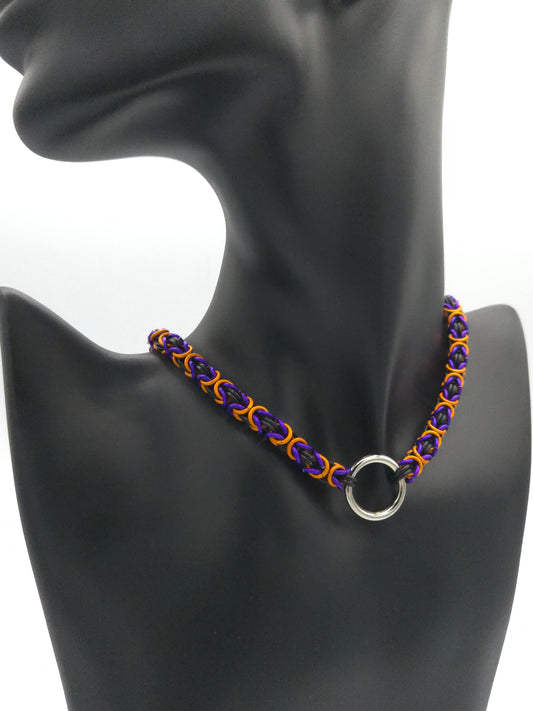 Matte Black, Matte Purple, and Matte Orange Byzantine Choker