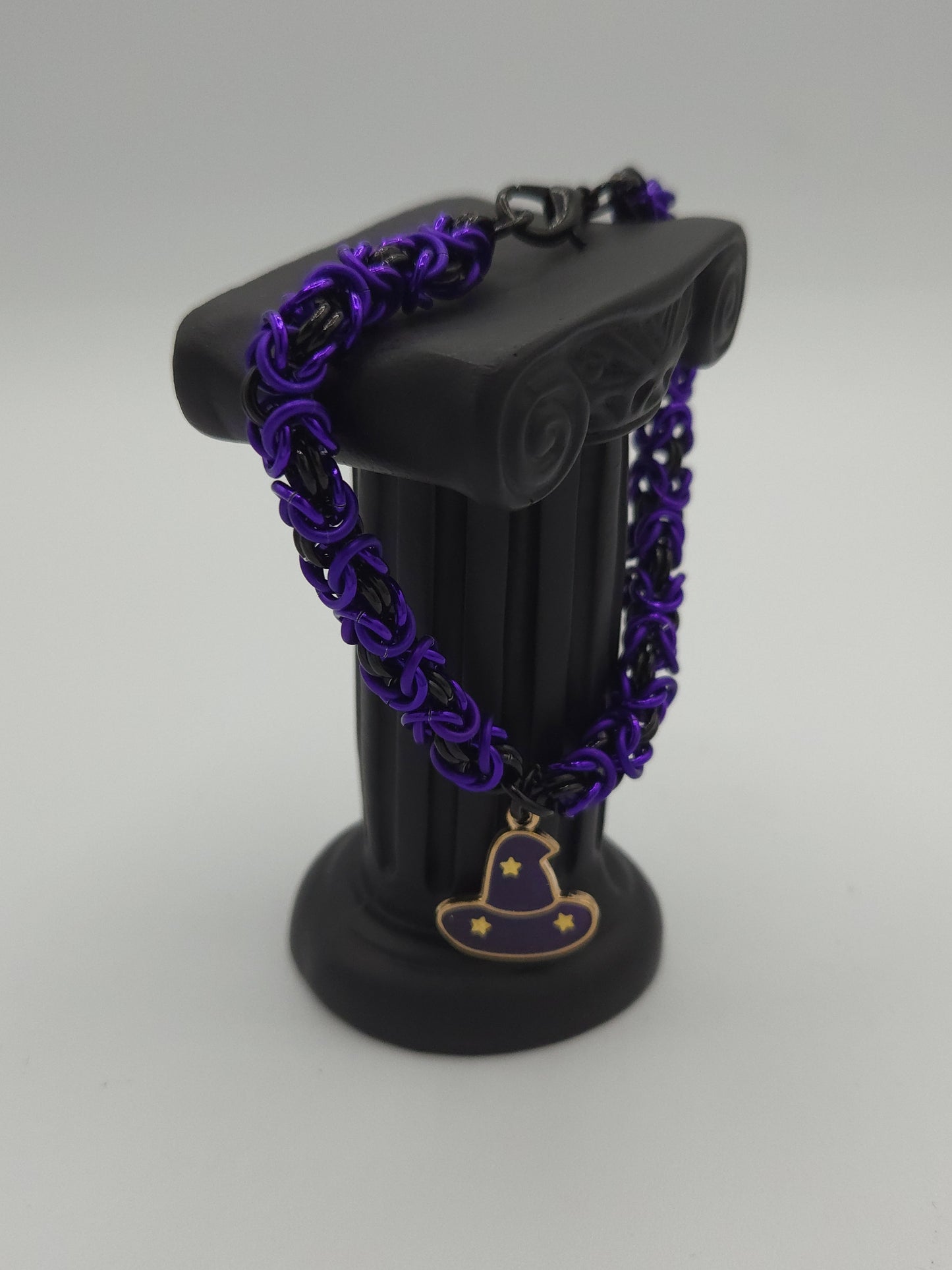 Matte Purple and Black Witch's Hat Charm Bracelet