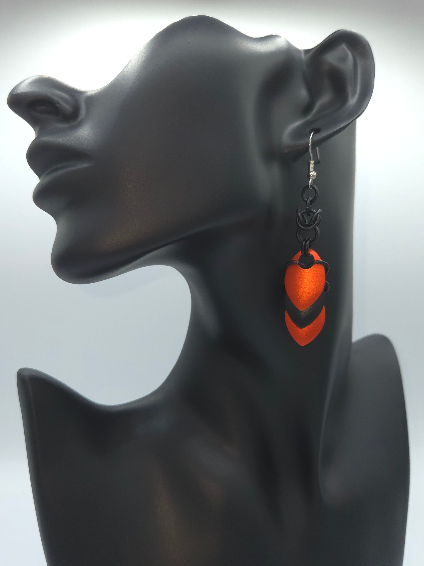 Black and Orange Scale Earrings