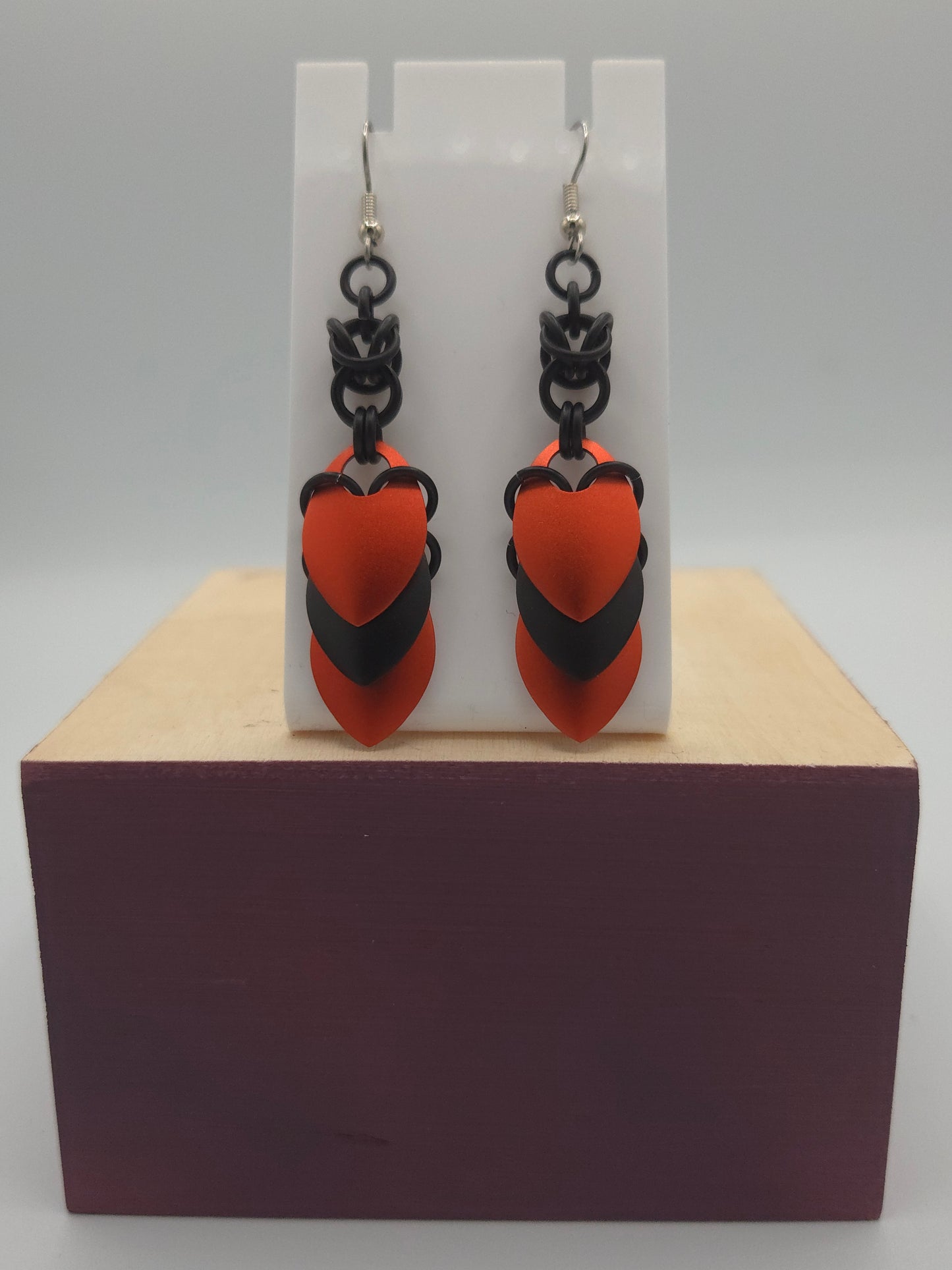 Black and Orange Scale Earrings