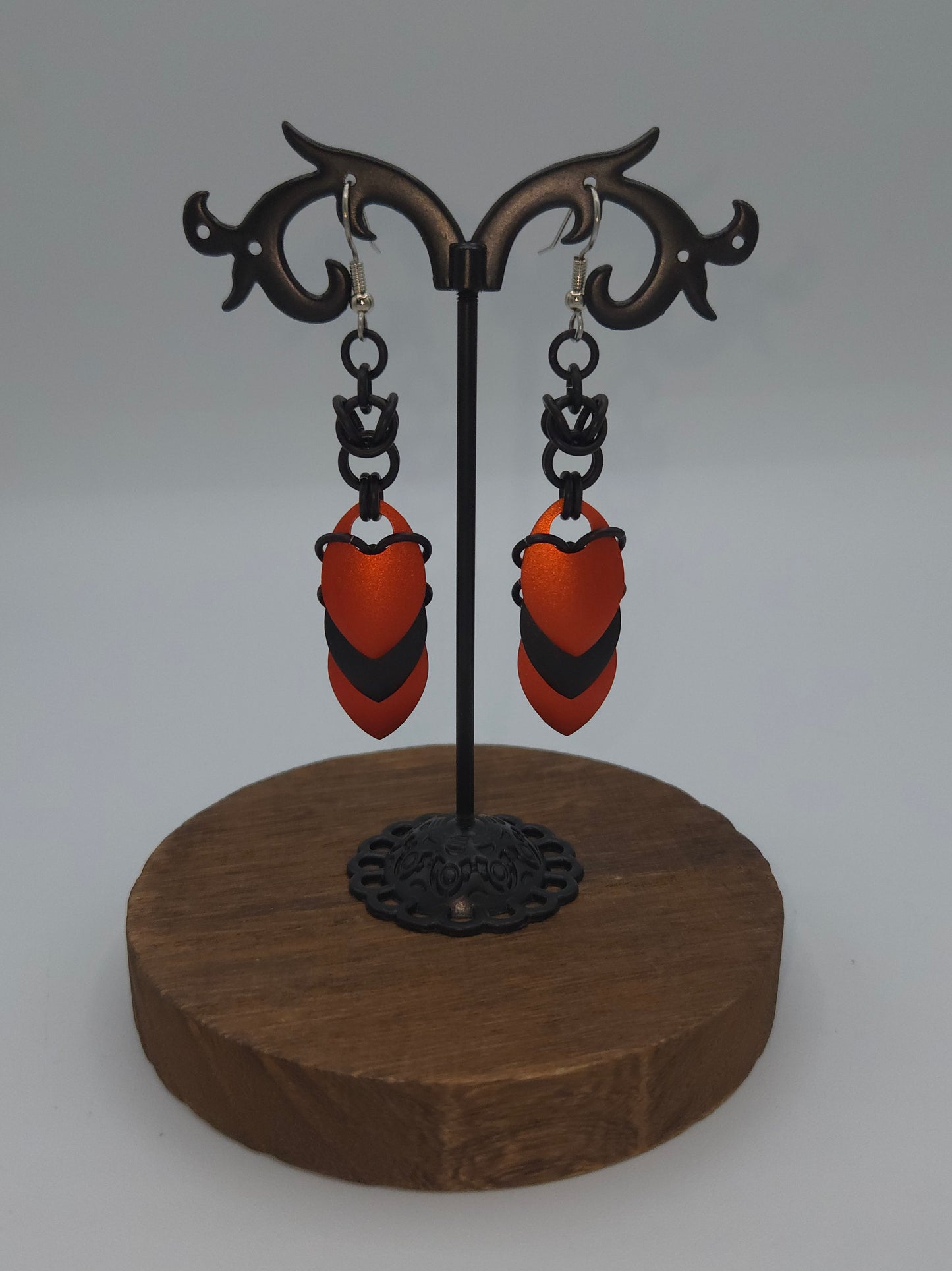 Black and Orange Scale Earrings