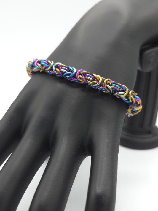 Rainbow Titanium Byzantine Bracelet