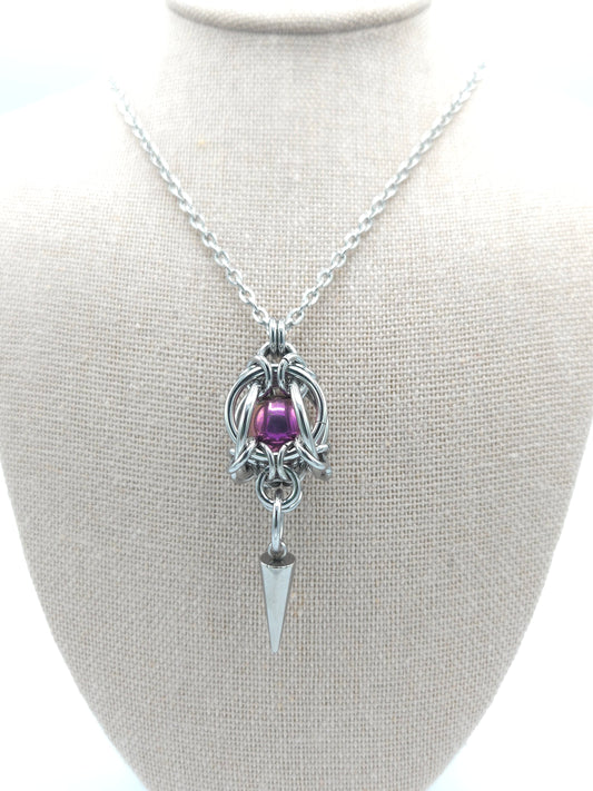 Violet Mermaid Lantern Pendant with Stainless Steel Spike