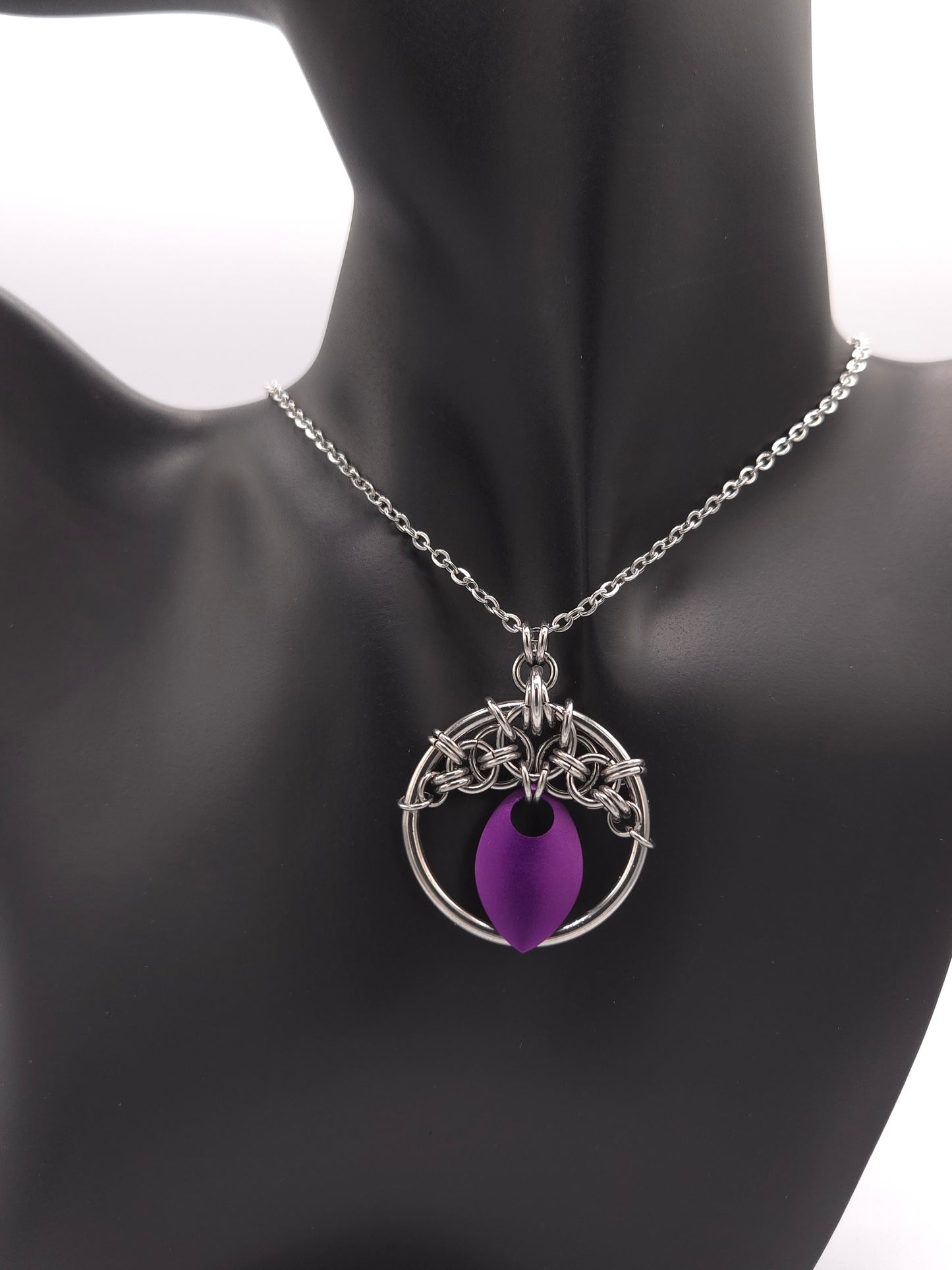 Stainless Steel Oracle Pendant with Purple Scale