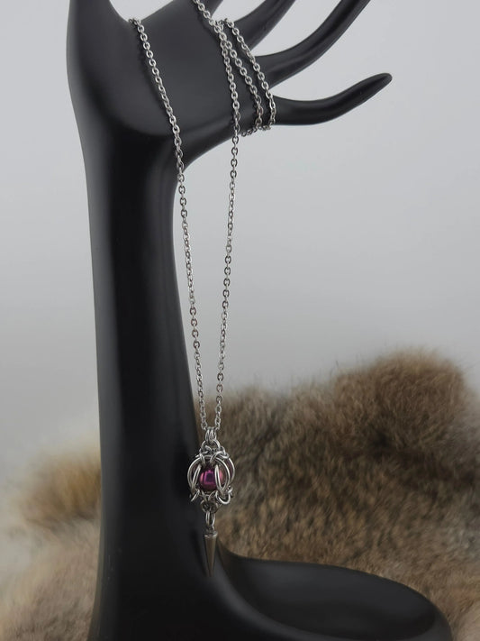 Stainless Steel Mermaid Lantern Pendant - Violet with a Spike - 24" Chain Foxweave Studios