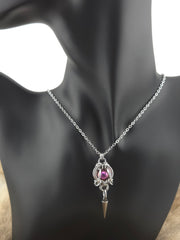 Stainless Steel Mermaid Lantern Pendant - Violet with a Spike - 24" Chain